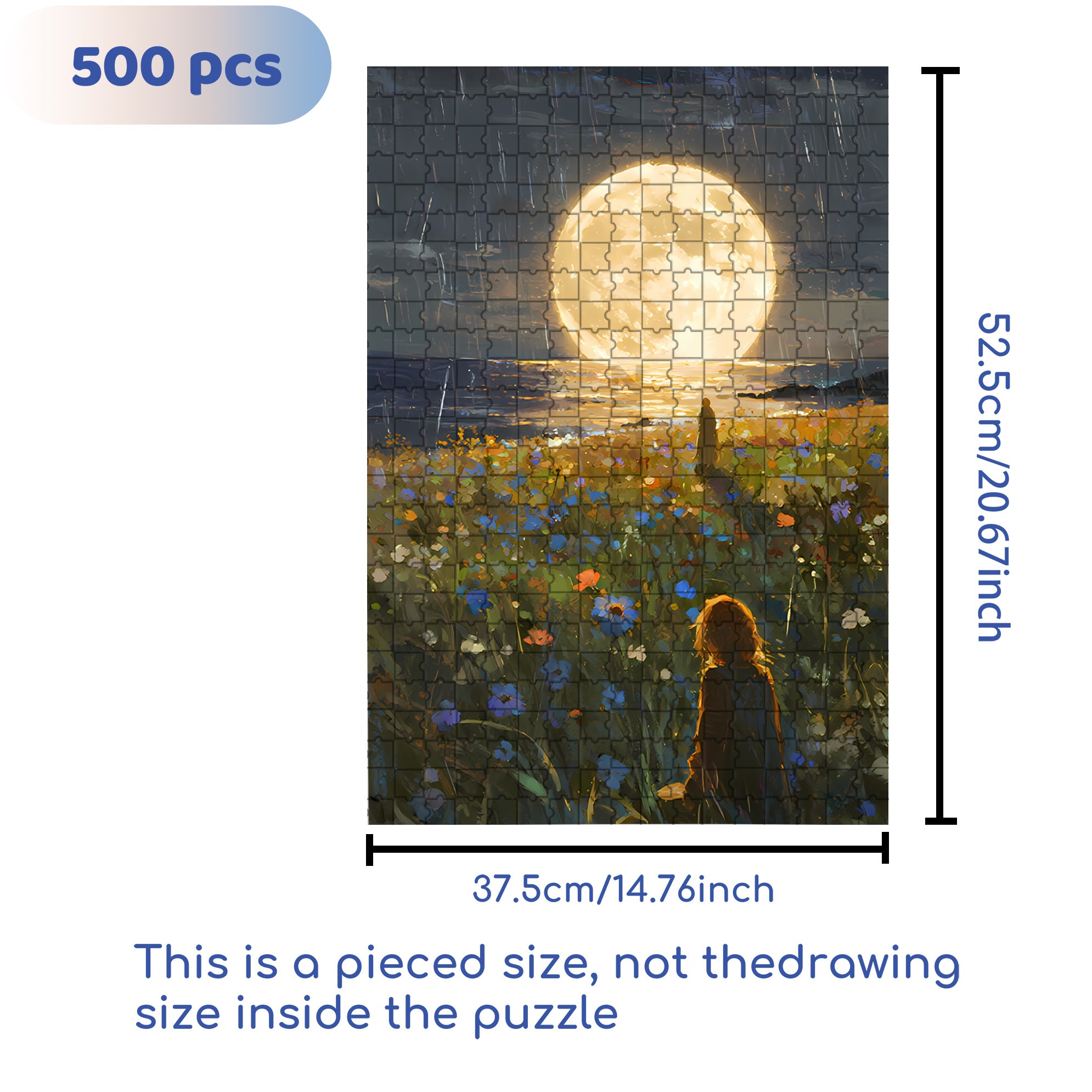 Moon Rising Over The Sea 500pcs/1000pcs Jigsaw Puzzle, Scratch-Resistant, Interactive Family Game & Brain-Boosting DIY Decor, Perfect for Halloween, Christmas & New Year Gifts, Family Puzzle Game