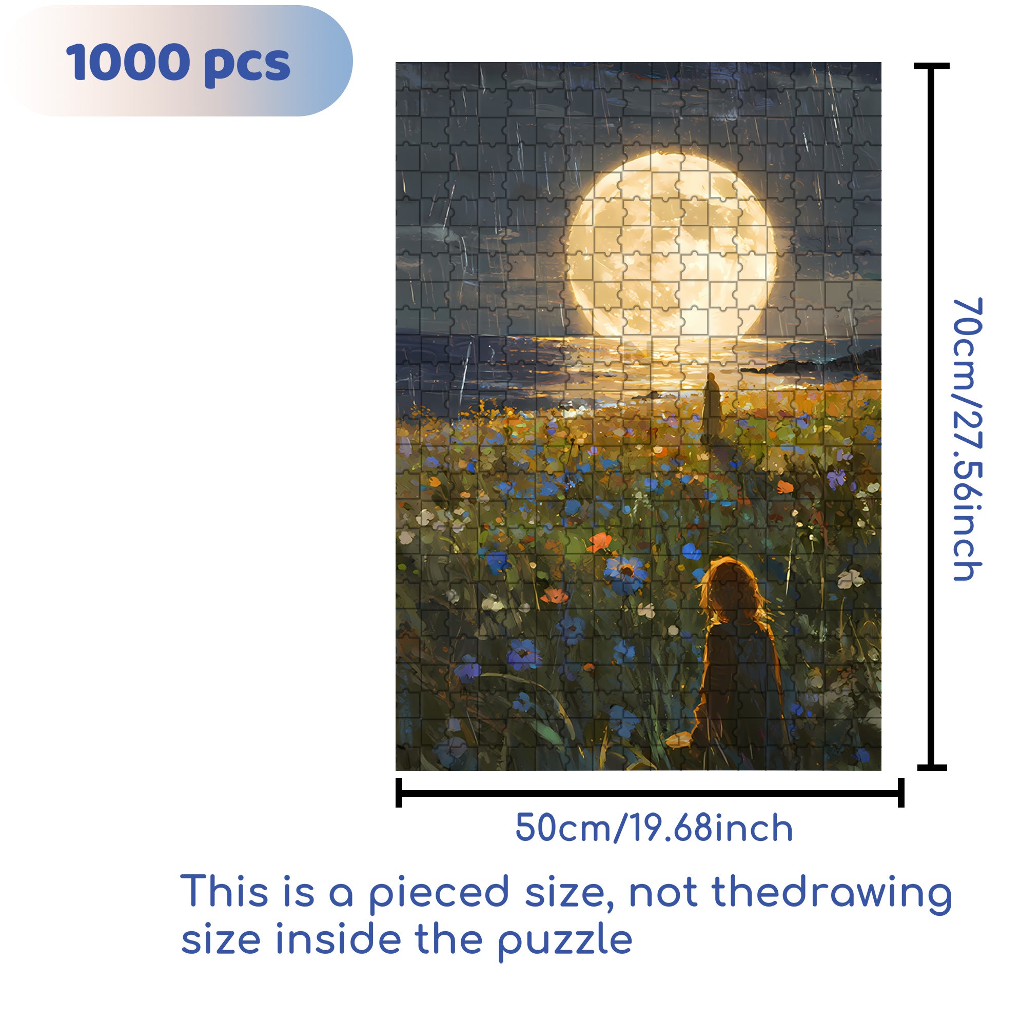 Moon Rising Over The Sea 500pcs/1000pcs Jigsaw Puzzle, Scratch-Resistant, Interactive Family Game & Brain-Boosting DIY Decor, Perfect for Halloween, Christmas & New Year Gifts, Family Puzzle Game