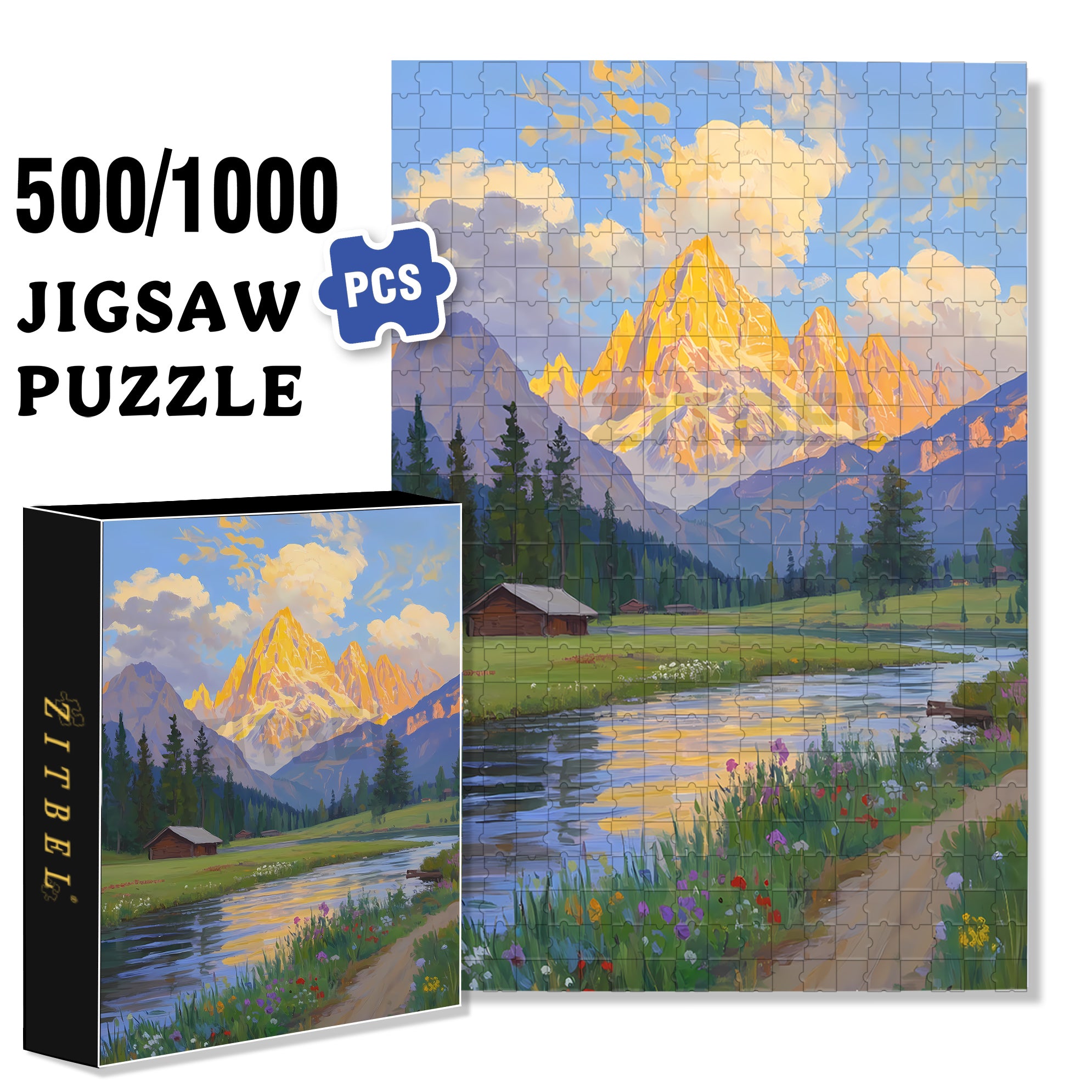 Morning Glow 500pcs/1000pcs Jigsaw Puzzle, Scratch-Resistant, Interactive Family Game & Brain-Boosting DIY Decor, Perfect for Halloween, Christmas & New Year Gifts, Family Puzzle Game