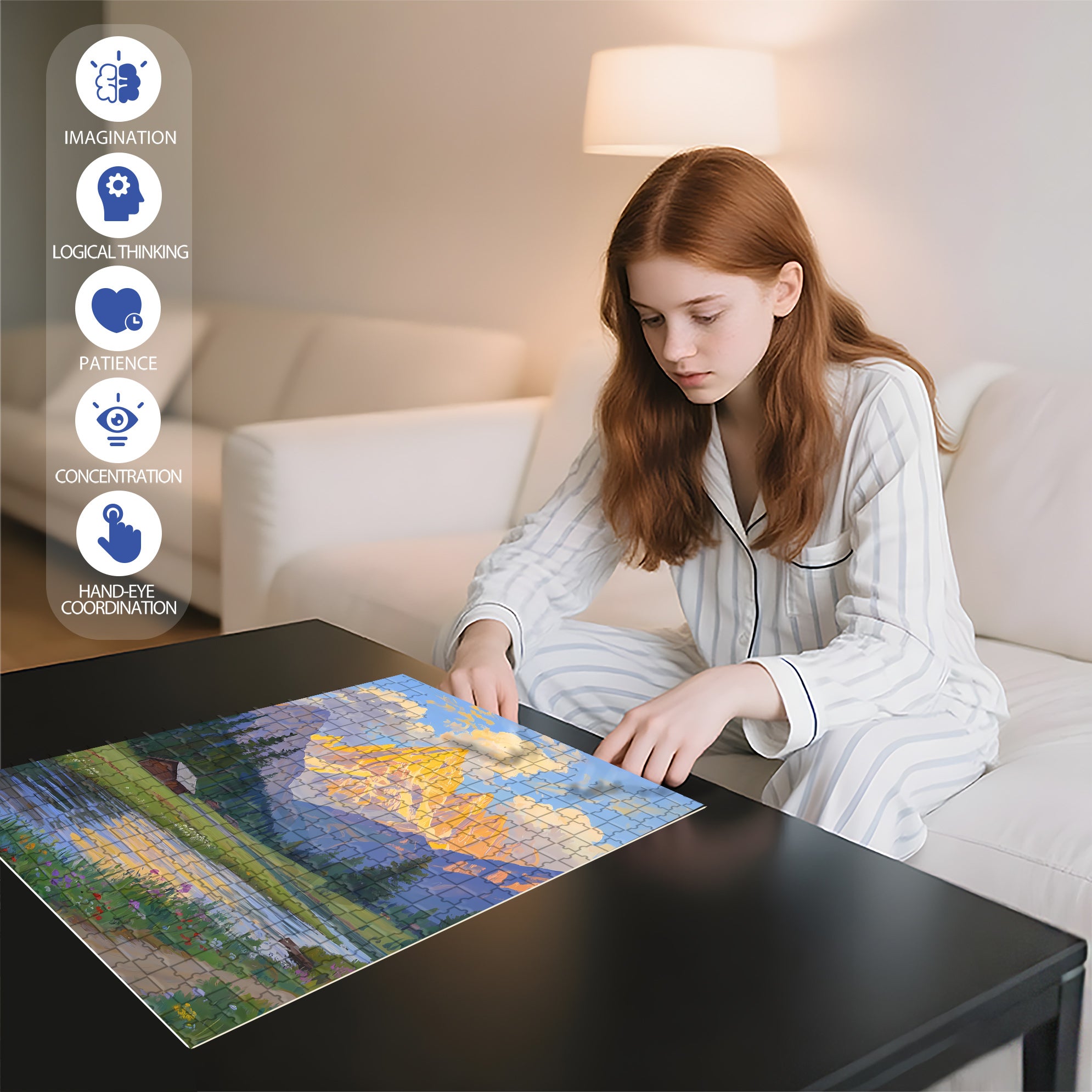 Morning Glow 500pcs/1000pcs Jigsaw Puzzle, Scratch-Resistant, Interactive Family Game & Brain-Boosting DIY Decor, Perfect for Halloween, Christmas & New Year Gifts, Family Puzzle Game