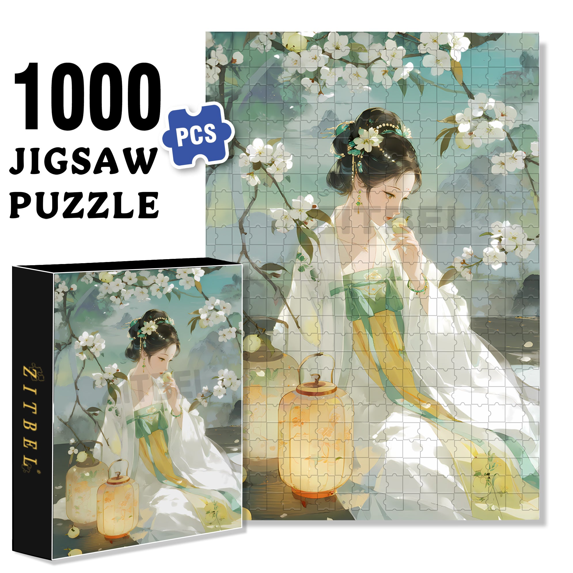Pear Blossom Fragrance 500pcs/1000pcs Jigsaw Puzzle, Scratch-Resistant, Interactive Family Game & Brain-Boosting DIY Decor, Perfect for Halloween, Christmas & New Year Gifts, Family Puzzle Game