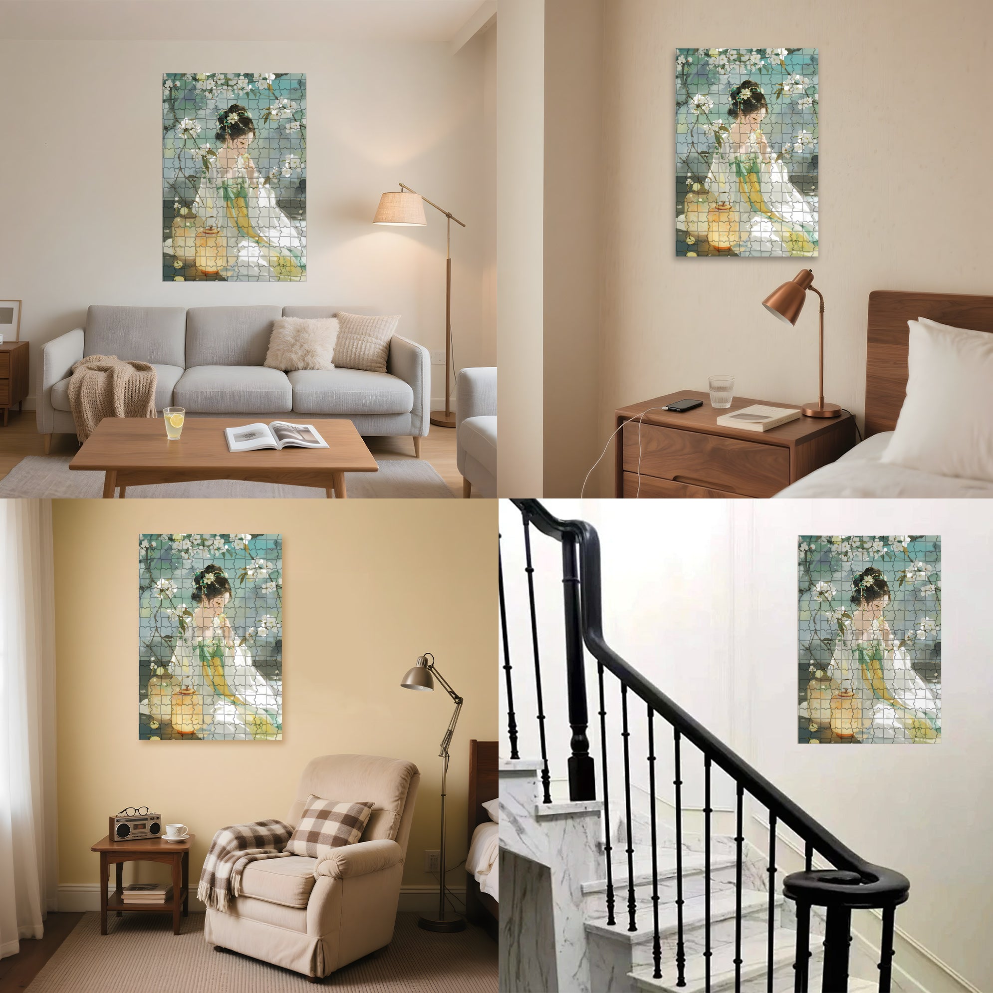 Pear Blossom Fragrance 500pcs/1000pcs Jigsaw Puzzle, Scratch-Resistant, Interactive Family Game & Brain-Boosting DIY Decor, Perfect for Halloween, Christmas & New Year Gifts, Family Puzzle Game