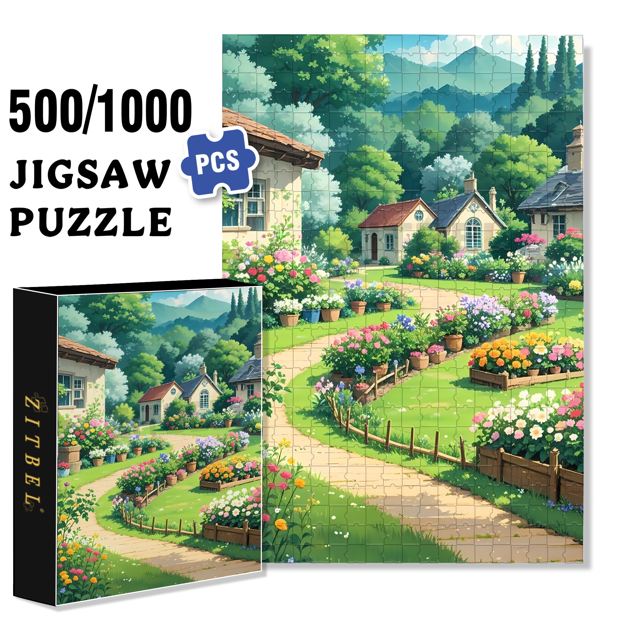 Quiet Little Village 500pcs/1000pcs Jigsaw Puzzle, Scratch-Resistant, Interactive Family Game & Brain-Boosting DIY Decor, Perfect for Halloween, Christmas & New Year Gifts, Family Puzzle Game