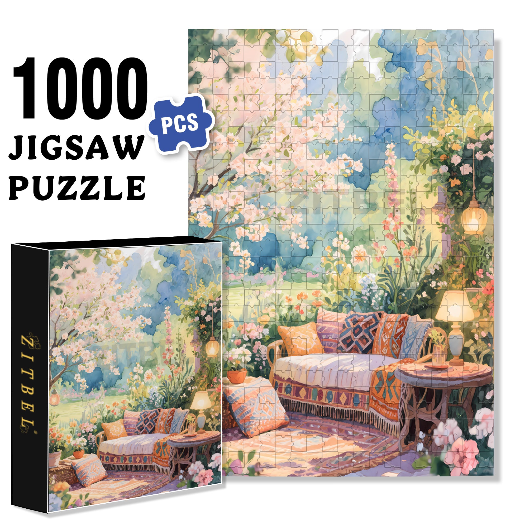 Romantic Spring 500pcs/1000pcs Jigsaw Puzzle, Scratch-Resistant, Interactive Family Game & Brain-Boosting DIY Decor, Perfect for Halloween, Christmas & New Year Gifts, Family Puzzle Game