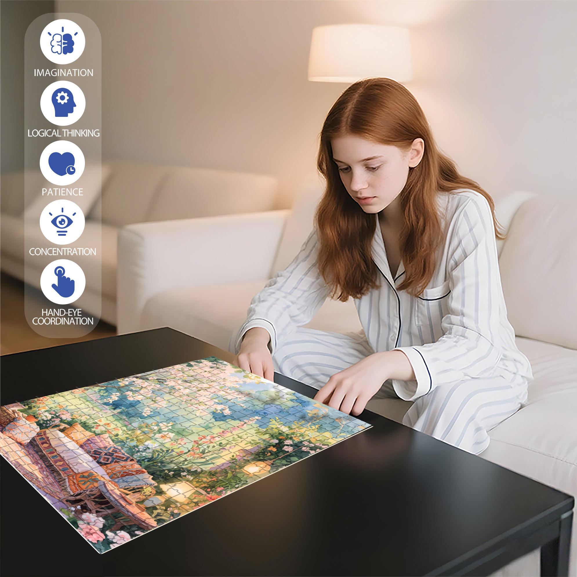 Romantic Spring 500pcs/1000pcs Jigsaw Puzzle, Scratch-Resistant, Interactive Family Game & Brain-Boosting DIY Decor, Perfect for Halloween, Christmas & New Year Gifts, Family Puzzle Game