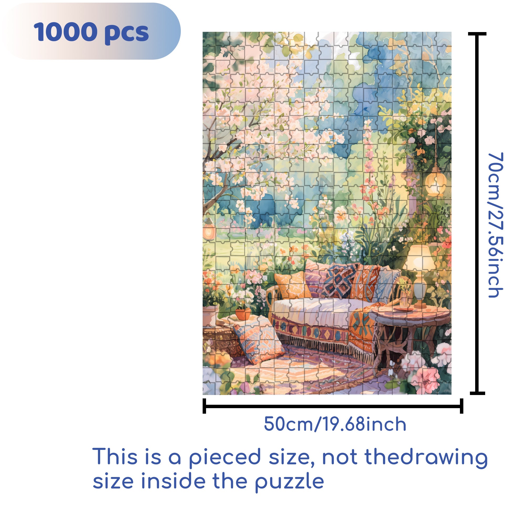 Romantic Spring 500pcs/1000pcs Jigsaw Puzzle, Scratch-Resistant, Interactive Family Game & Brain-Boosting DIY Decor, Perfect for Halloween, Christmas & New Year Gifts, Family Puzzle Game
