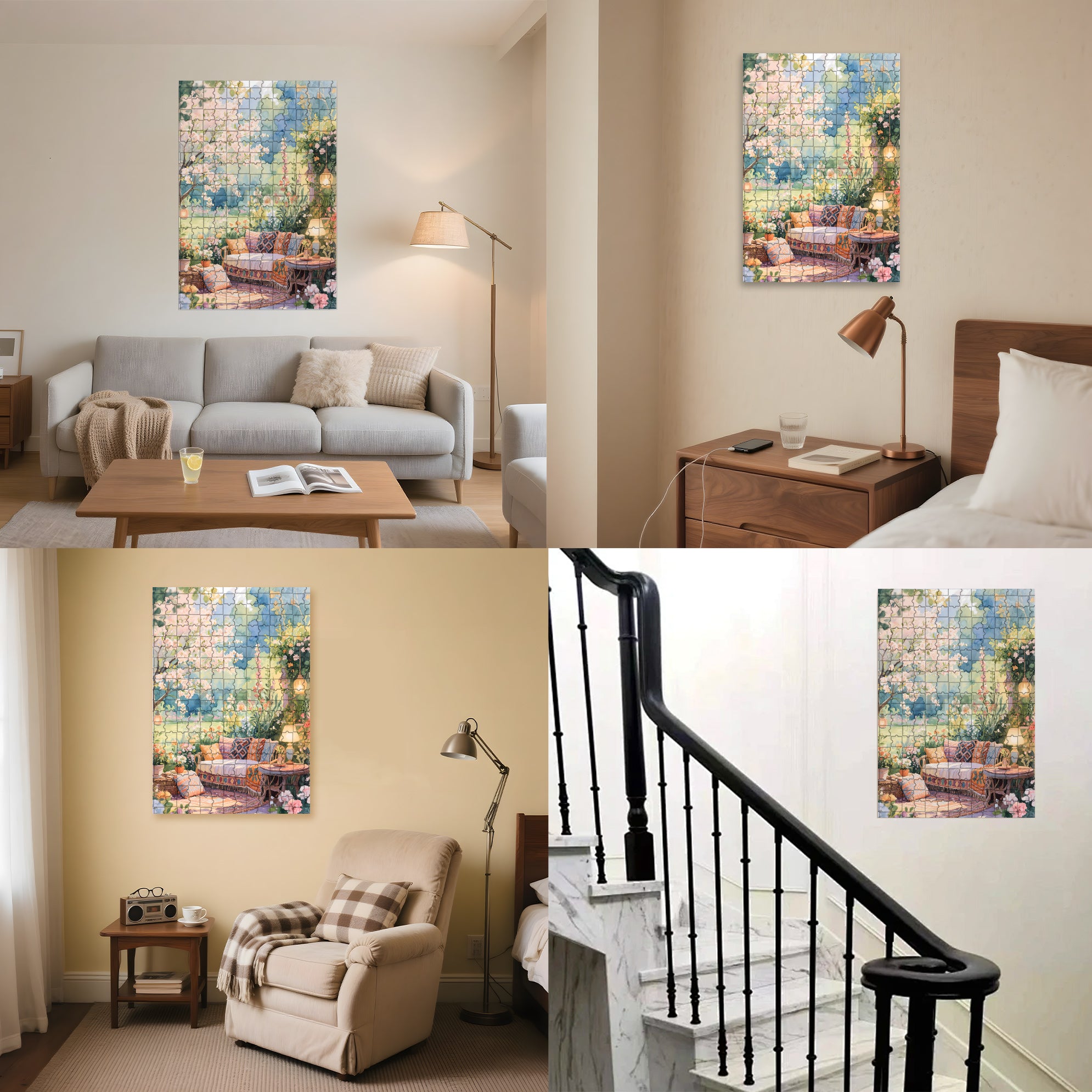 Romantic Spring 500pcs/1000pcs Jigsaw Puzzle, Scratch-Resistant, Interactive Family Game & Brain-Boosting DIY Decor, Perfect for Halloween, Christmas & New Year Gifts, Family Puzzle Game
