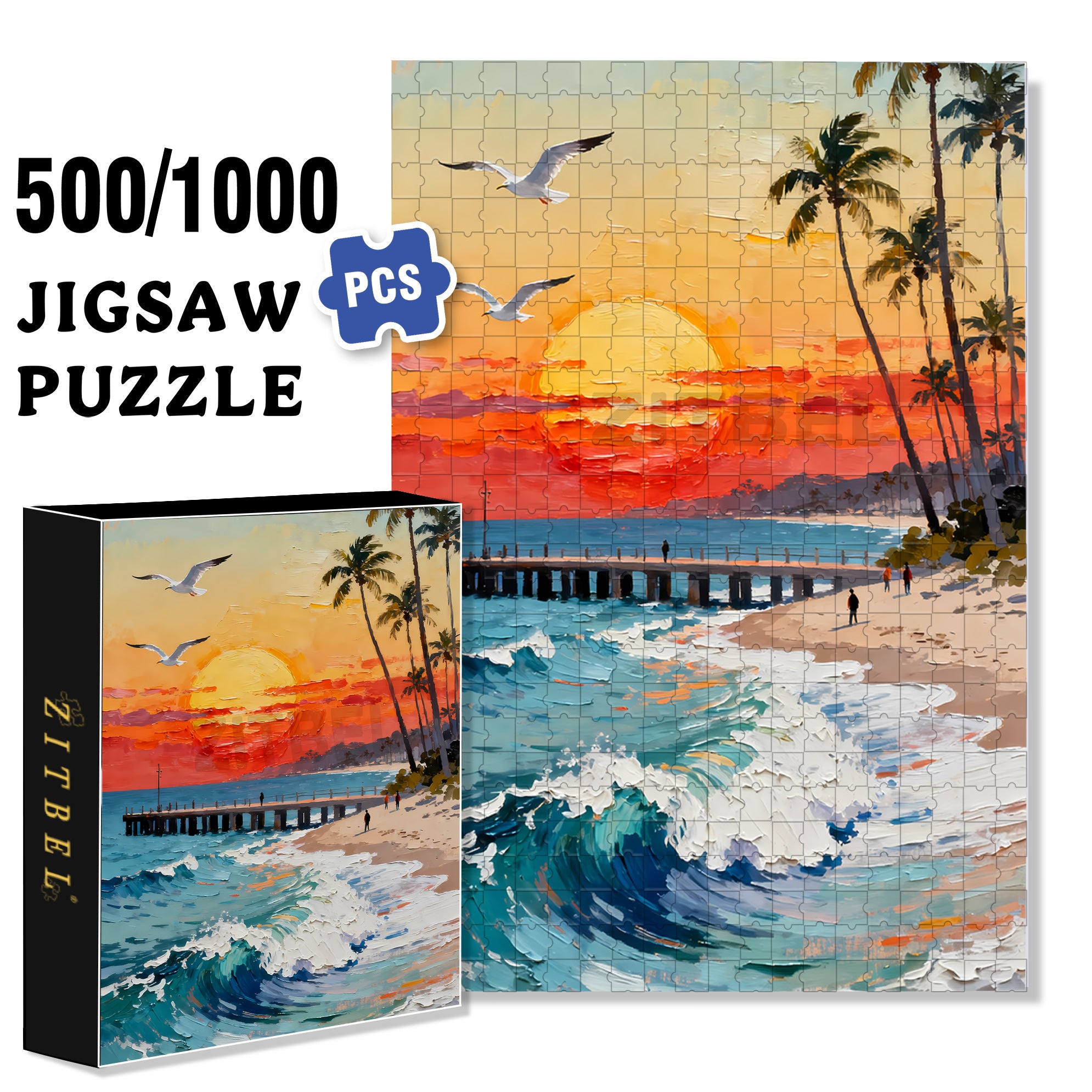 Seagull 500pcs/1000pcs Jigsaw Puzzle, Scratch-Resistant, Interactive Family Game & Brain-Boosting DIY Decor, Perfect for Halloween, Christmas & New Year Gifts, Family Puzzle Game