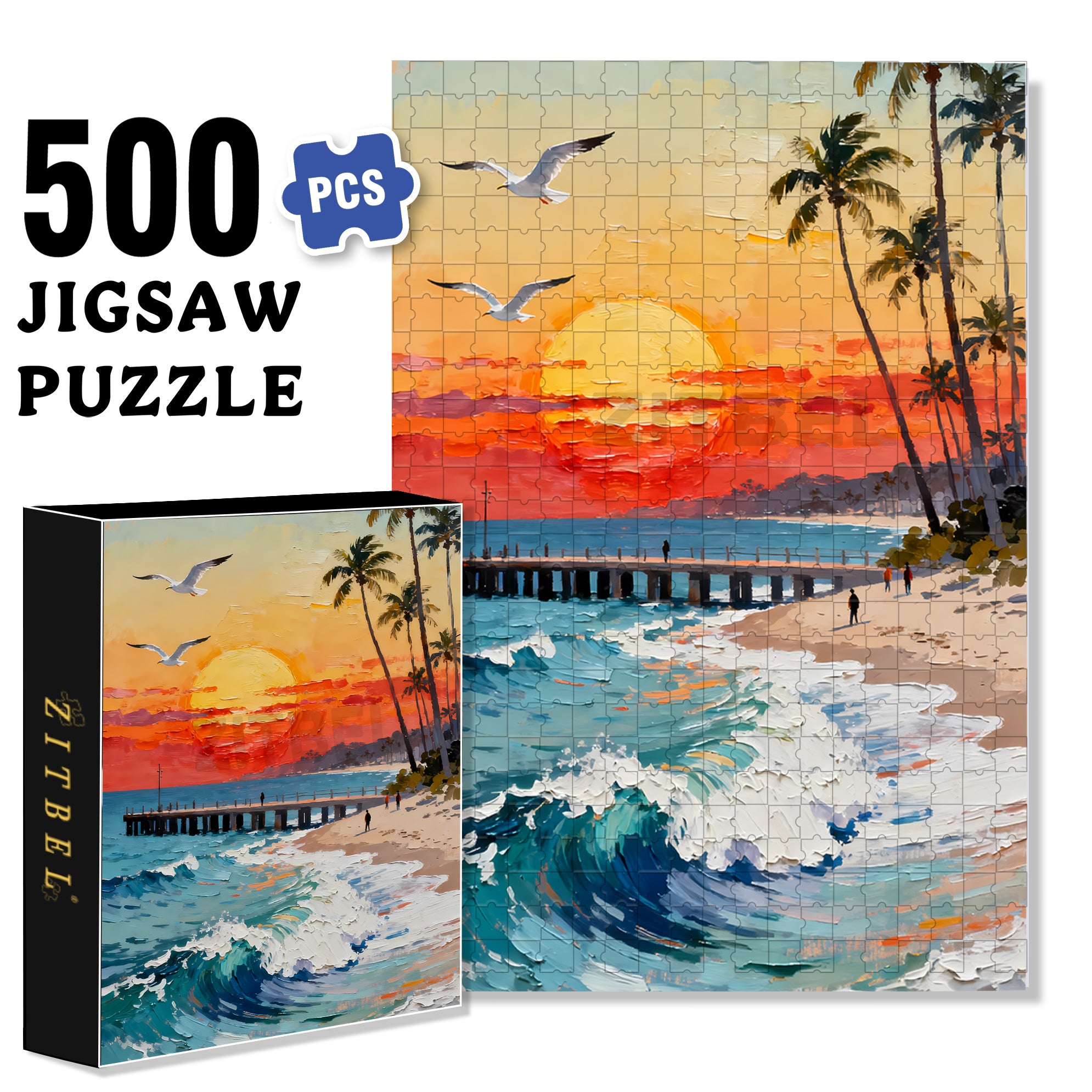 Seagull 500pcs/1000pcs Jigsaw Puzzle, Scratch-Resistant, Interactive Family Game & Brain-Boosting DIY Decor, Perfect for Halloween, Christmas & New Year Gifts, Family Puzzle Game