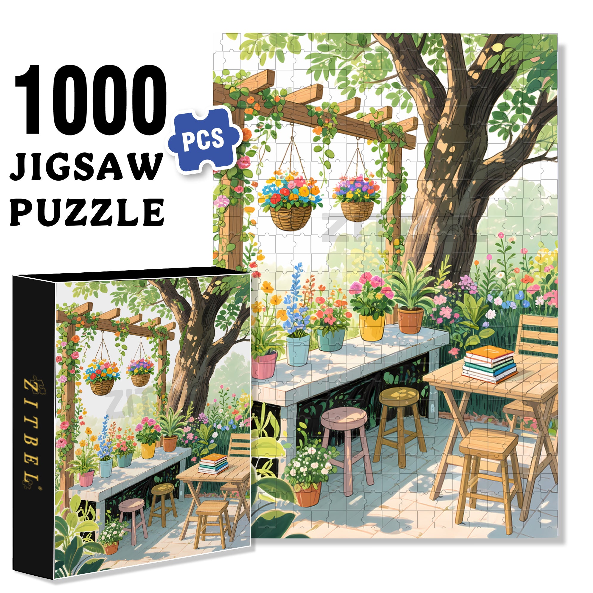 Spring In The Garden 500pcs/1000pcs Jigsaw Puzzle, Scratch-Resistant, Interactive Family Game & Brain-Boosting DIY Decor, Perfect for Halloween, Christmas & New Year Gifts, Family Puzzle Game