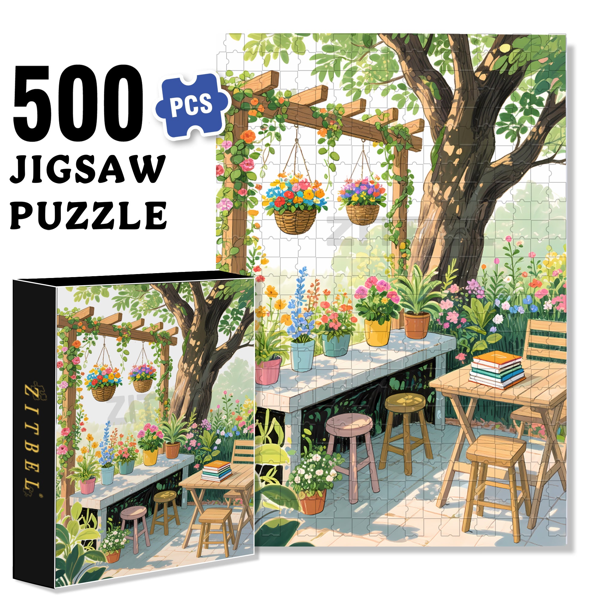 Spring In The Garden 500pcs/1000pcs Jigsaw Puzzle, Scratch-Resistant, Interactive Family Game & Brain-Boosting DIY Decor, Perfect for Halloween, Christmas & New Year Gifts, Family Puzzle Game