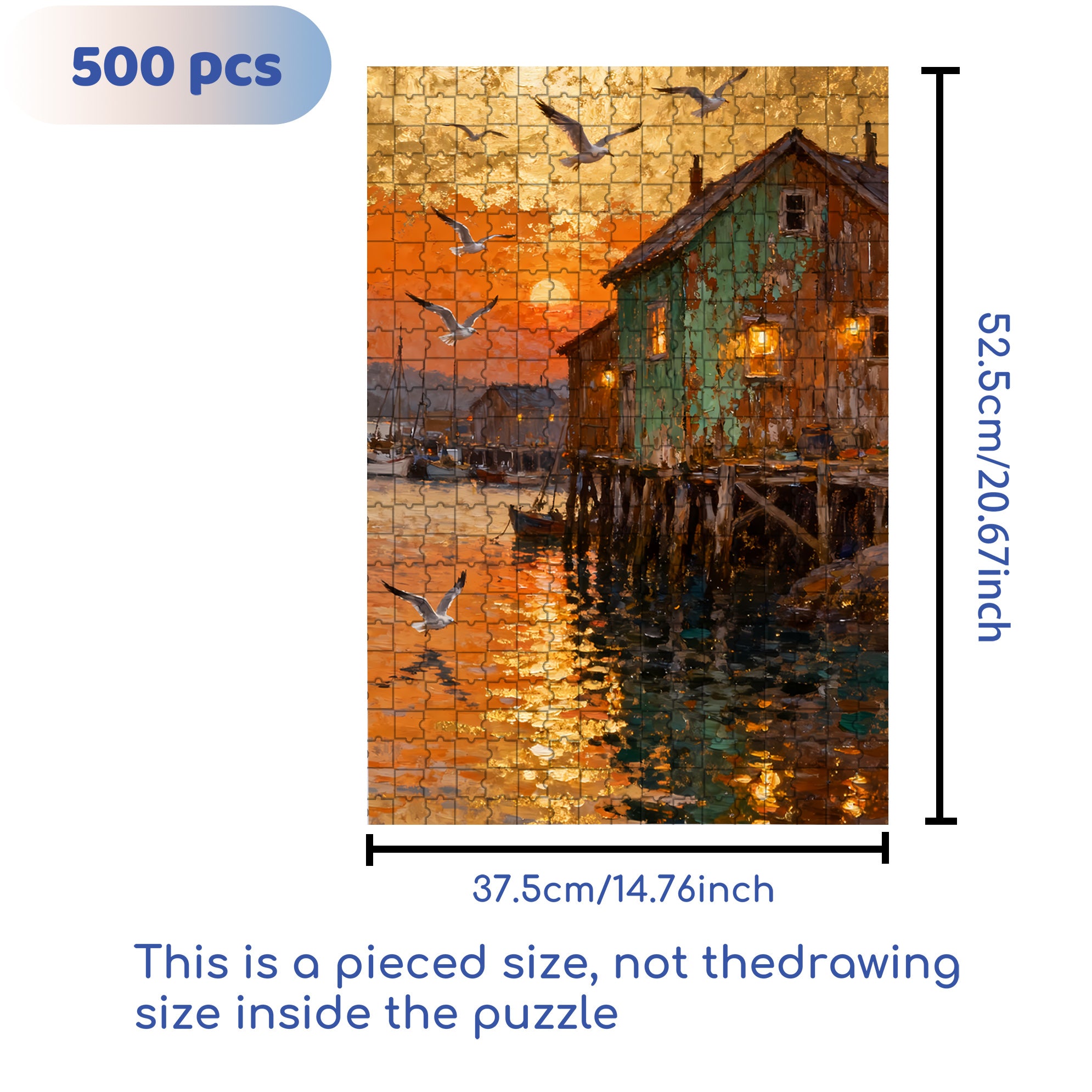 Sunset 500pcs/1000pcs Jigsaw Puzzle, Scratch-Resistant, Interactive Family Game & Brain-Boosting DIY Decor, Perfect for Halloween, Christmas & New Year Gifts, Family Puzzle Game