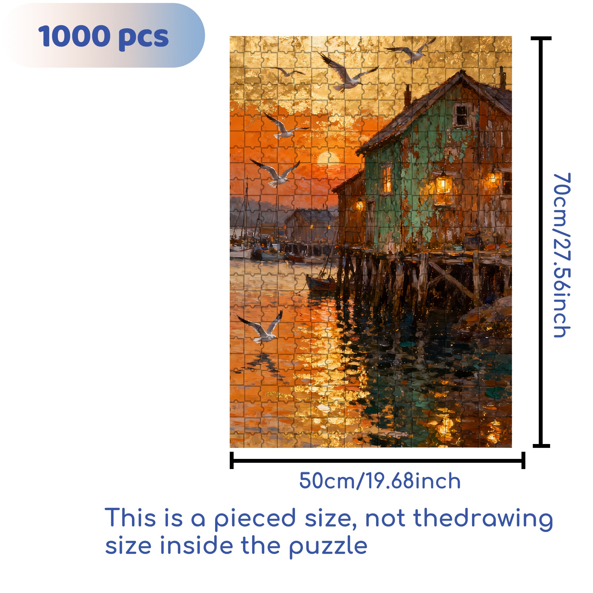 Sunset 500pcs/1000pcs Jigsaw Puzzle, Scratch-Resistant, Interactive Family Game & Brain-Boosting DIY Decor, Perfect for Halloween, Christmas & New Year Gifts, Family Puzzle Game