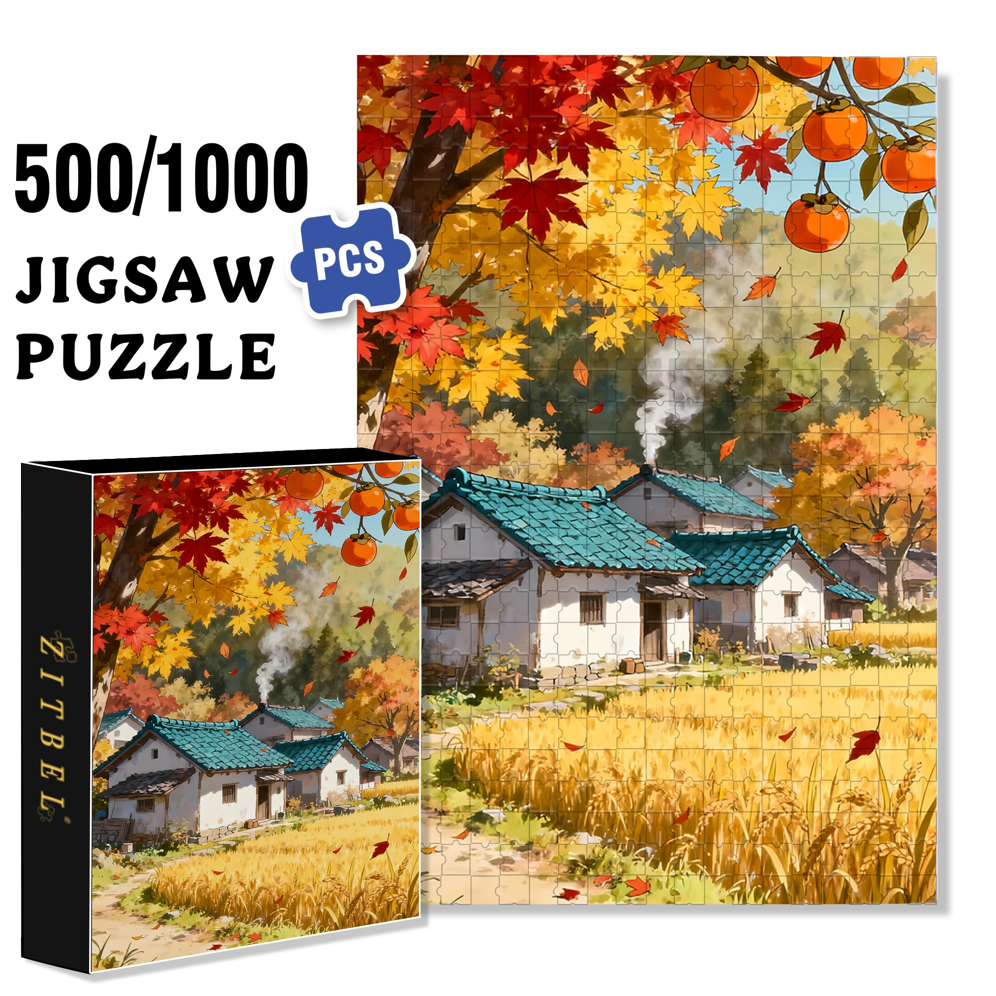 The Wheat Is Ripe 500pcs/1000pcs Jigsaw Puzzle, Scratch-Resistant, Interactive Family Game & Brain-Boosting DIY Decor, Perfect for Halloween, Christmas & New Year Gifts, Family Puzzle Game