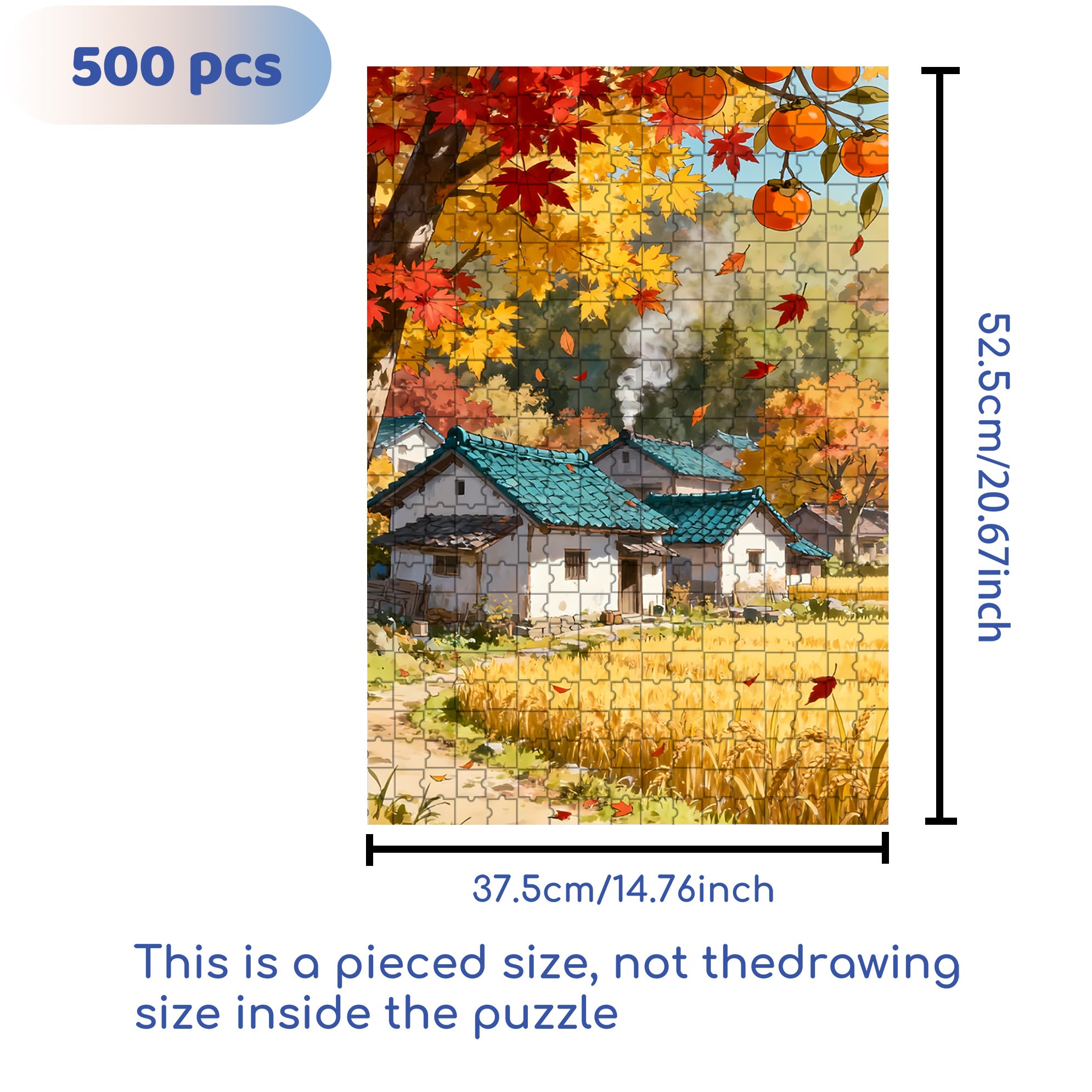 The Wheat Is Ripe 500pcs/1000pcs Jigsaw Puzzle, Scratch-Resistant, Interactive Family Game & Brain-Boosting DIY Decor, Perfect for Halloween, Christmas & New Year Gifts, Family Puzzle Game