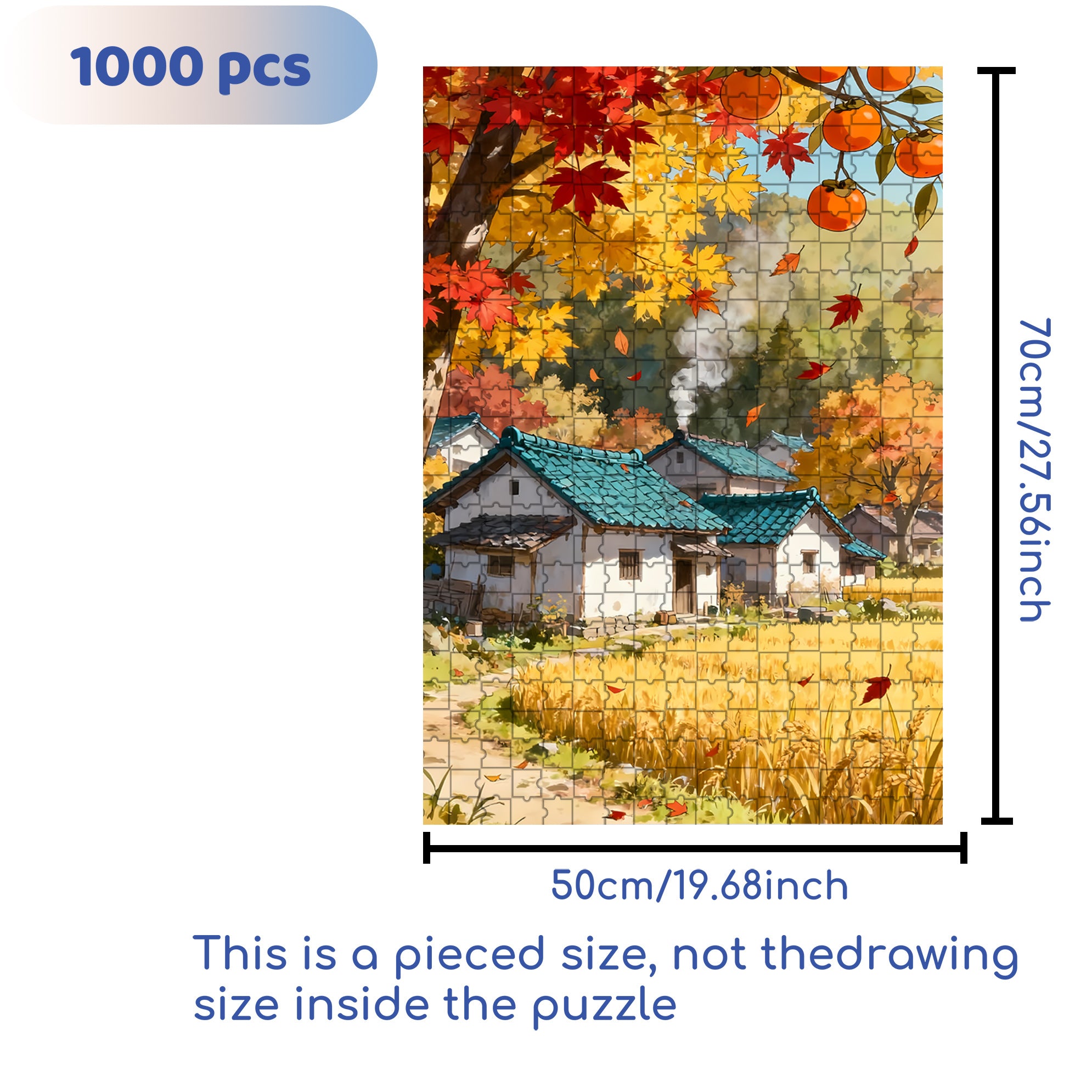 The Wheat Is Ripe 500pcs/1000pcs Jigsaw Puzzle, Scratch-Resistant, Interactive Family Game & Brain-Boosting DIY Decor, Perfect for Halloween, Christmas & New Year Gifts, Family Puzzle Game