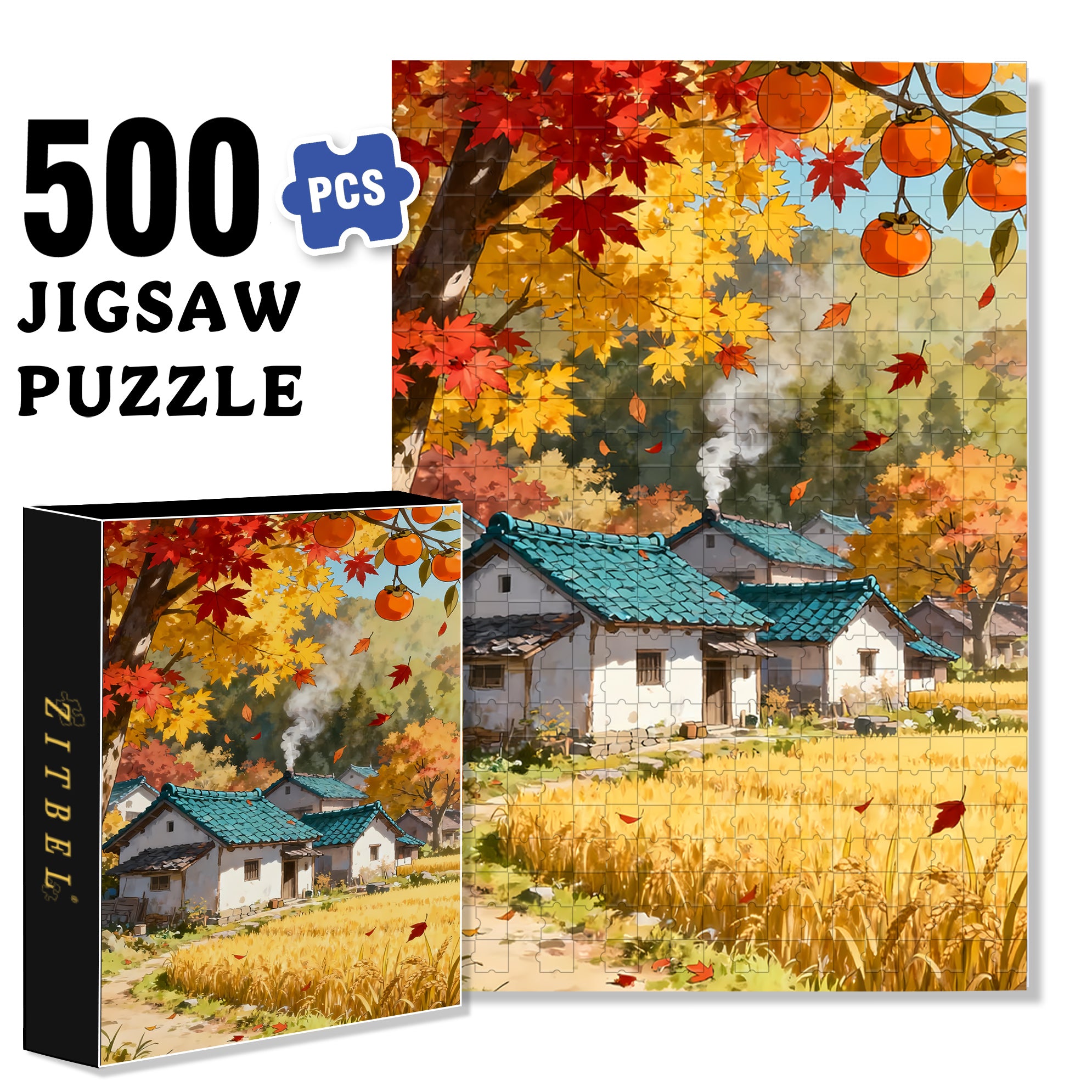 The Wheat Is Ripe 500pcs/1000pcs Jigsaw Puzzle, Scratch-Resistant, Interactive Family Game & Brain-Boosting DIY Decor, Perfect for Halloween, Christmas & New Year Gifts, Family Puzzle Game