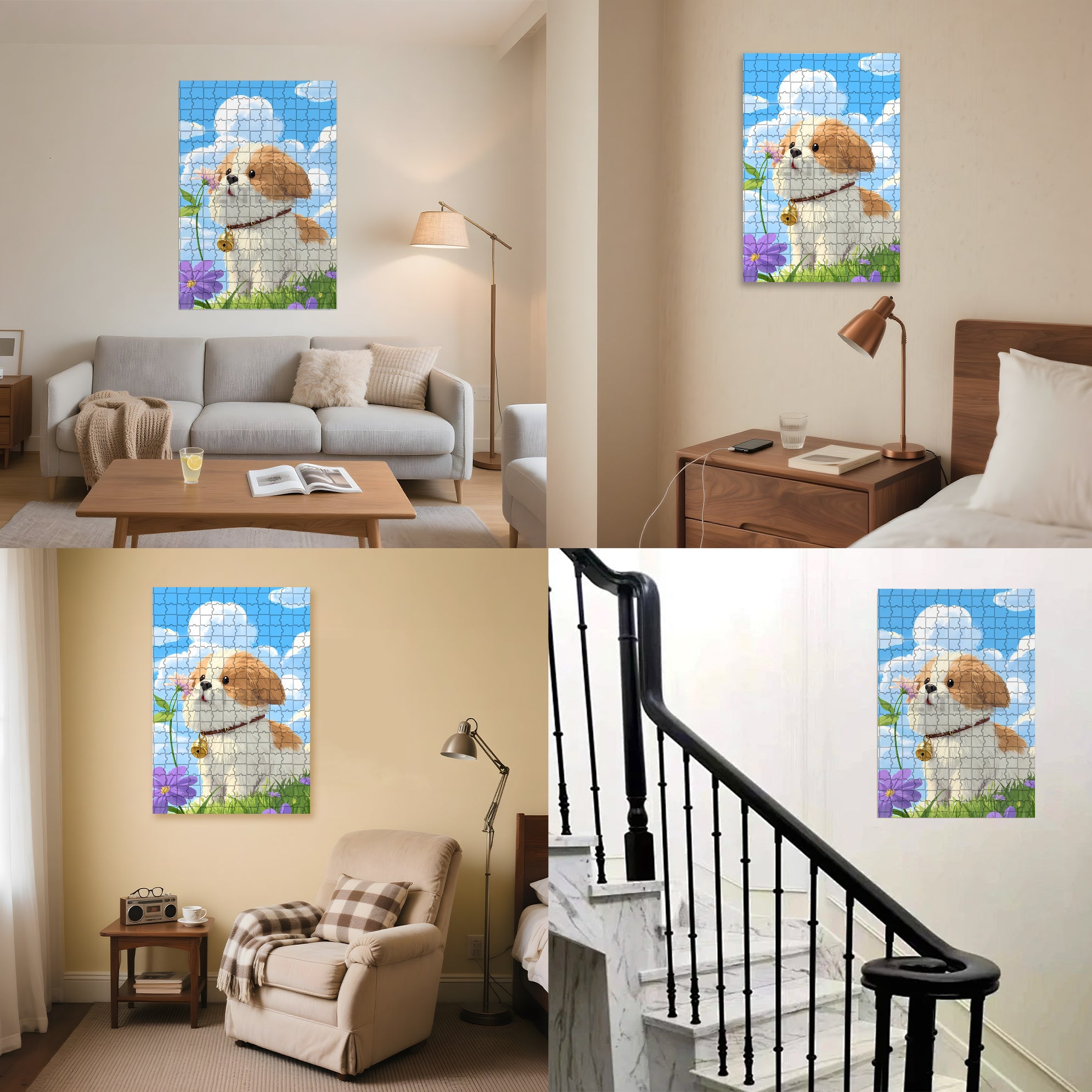 The Wind Blows Over The Puppy 500pcs/1000pcs Jigsaw Puzzle, Scratch-Resistant, Interactive Family Game & Brain-Boosting DIY Decor, Perfect for Halloween, Christmas & New Year Gifts, Family Puzzle Game
