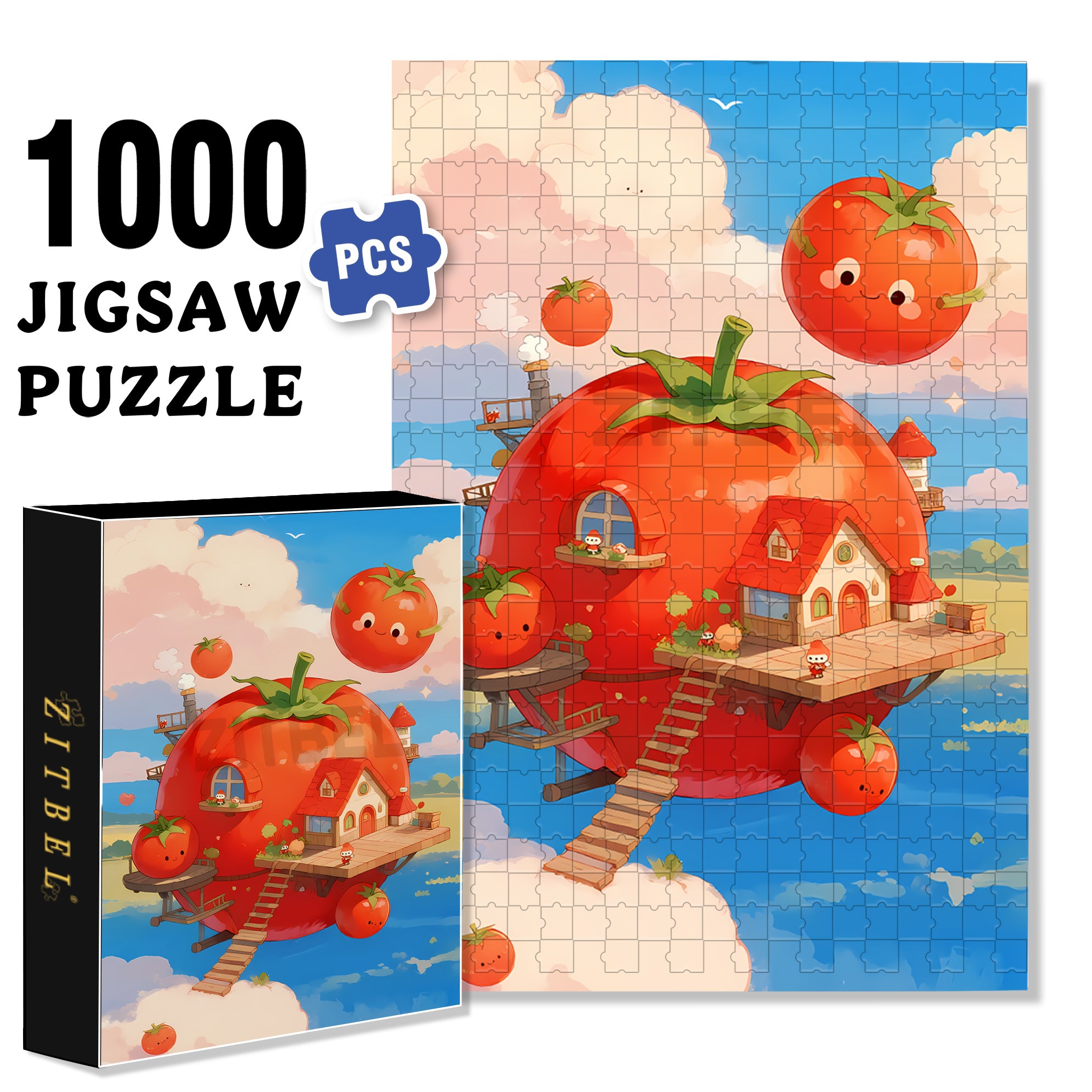 Tomato Paradise 500pcs/1000pcs Jigsaw Puzzle, Scratch-Resistant, Interactive Family Game & Brain-Boosting DIY Decor, Perfect for Halloween, Christmas & New Year Gifts, Family Puzzle Game