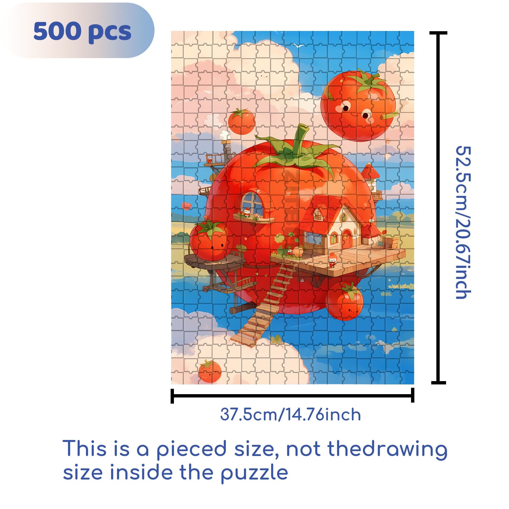 Tomato Paradise 500pcs/1000pcs Jigsaw Puzzle, Scratch-Resistant, Interactive Family Game & Brain-Boosting DIY Decor, Perfect for Halloween, Christmas & New Year Gifts, Family Puzzle Game