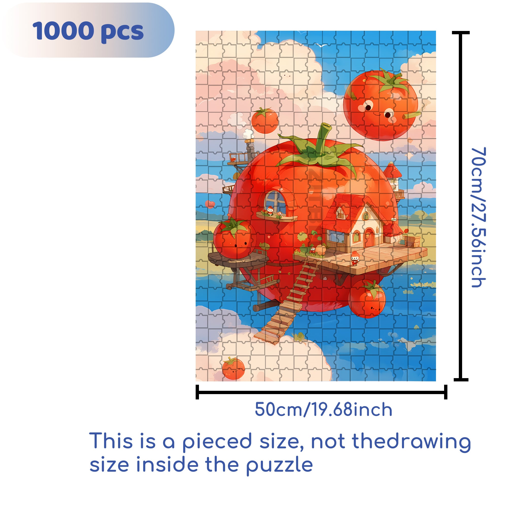 Tomato Paradise 500pcs/1000pcs Jigsaw Puzzle, Scratch-Resistant, Interactive Family Game & Brain-Boosting DIY Decor, Perfect for Halloween, Christmas & New Year Gifts, Family Puzzle Game