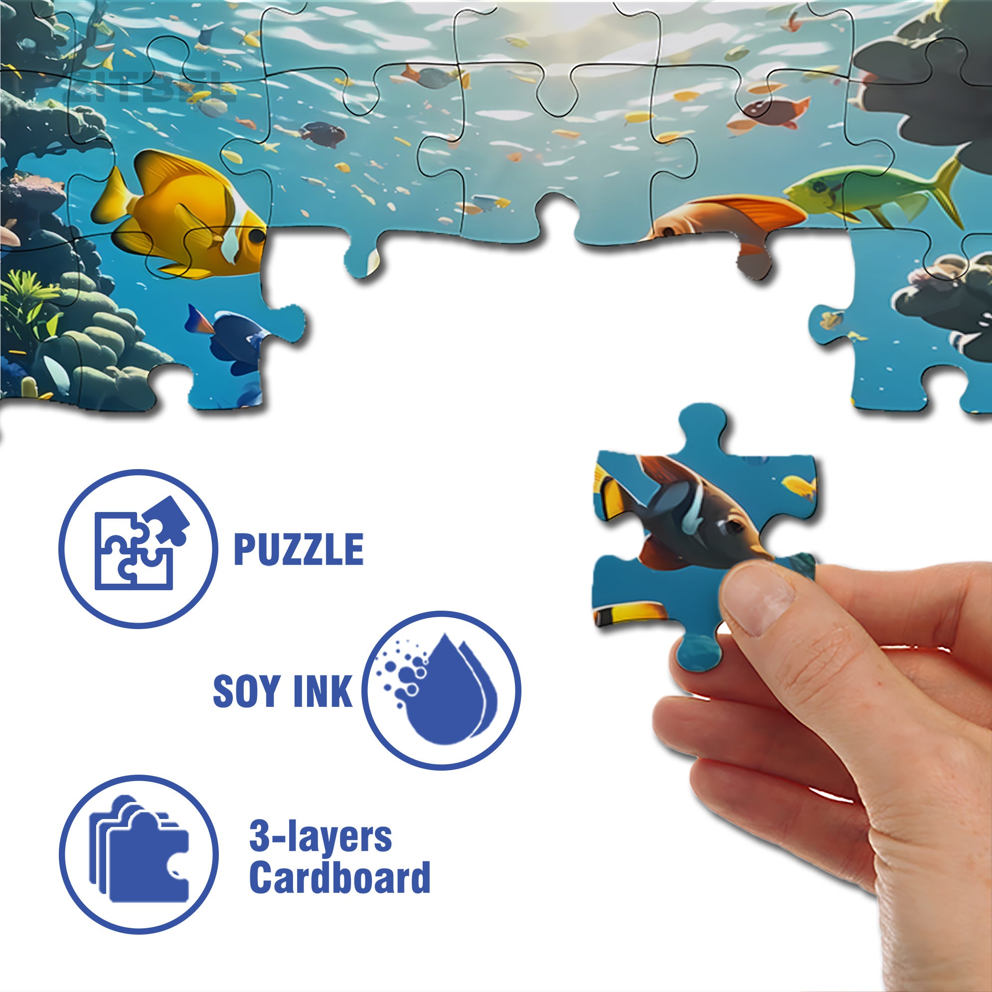 Tropical Fish 500pcs/1000pcs Jigsaw Puzzle, Scratch-Resistant, Interactive Family Game & Brain-Boosting DIY Decor, Perfect for Halloween, Christmas & New Year Gifts, Family Puzzle Game