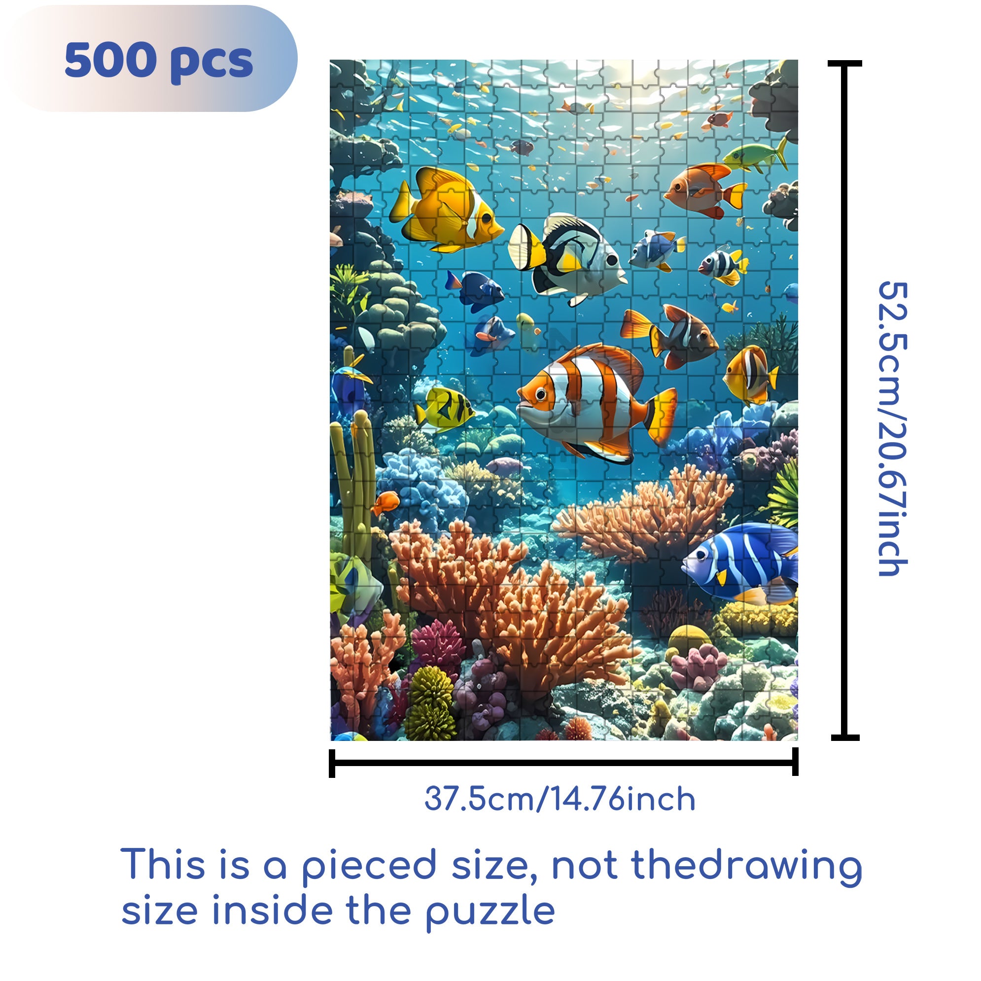 Tropical Fish 500pcs/1000pcs Jigsaw Puzzle, Scratch-Resistant, Interactive Family Game & Brain-Boosting DIY Decor, Perfect for Halloween, Christmas & New Year Gifts, Family Puzzle Game