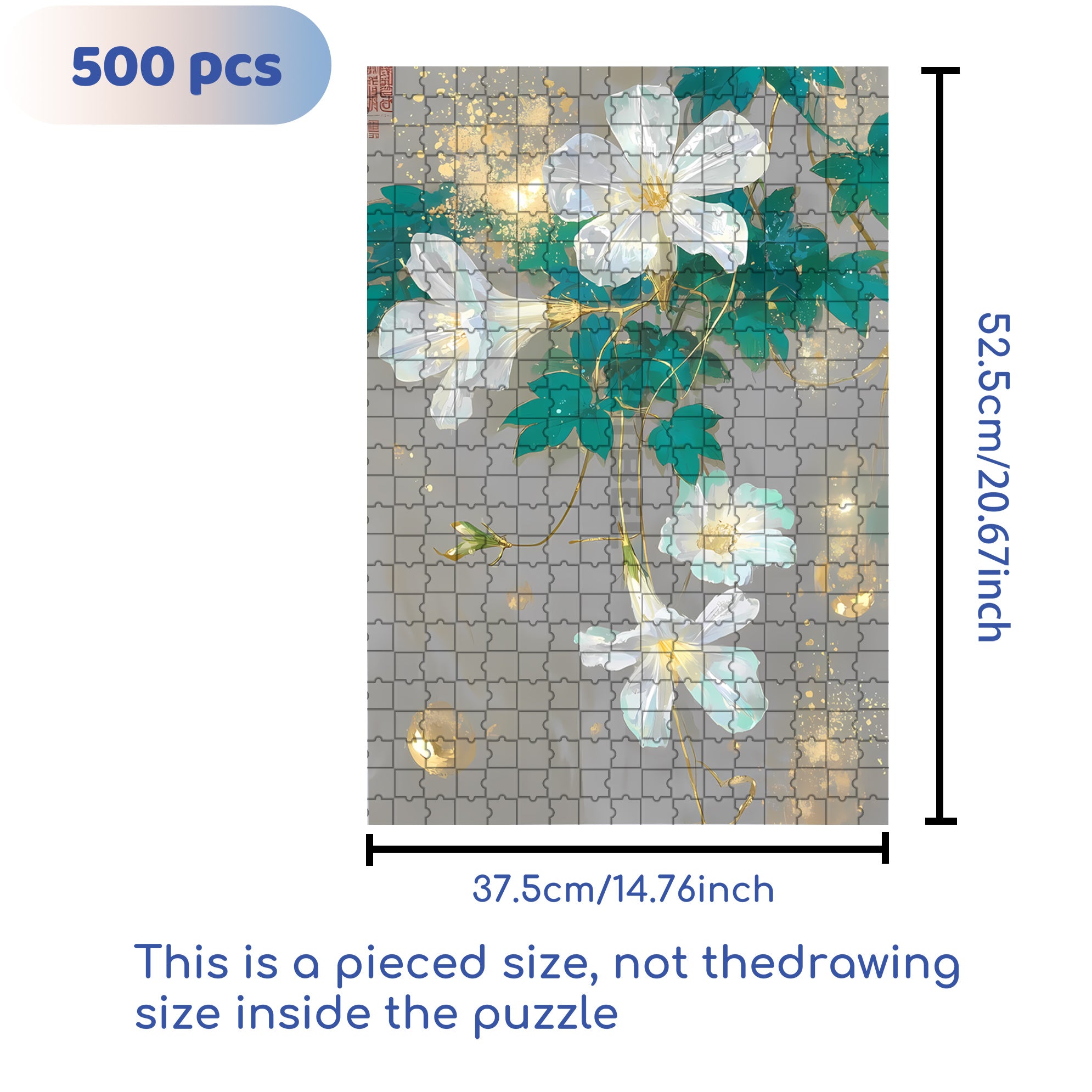 White Flowers 500pcs/1000pcs Jigsaw Puzzle, Scratch-Resistant, Interactive Family Game & Brain-Boosting DIY Decor, Perfect for Halloween, Christmas & New Year Gifts, Family Puzzle Game