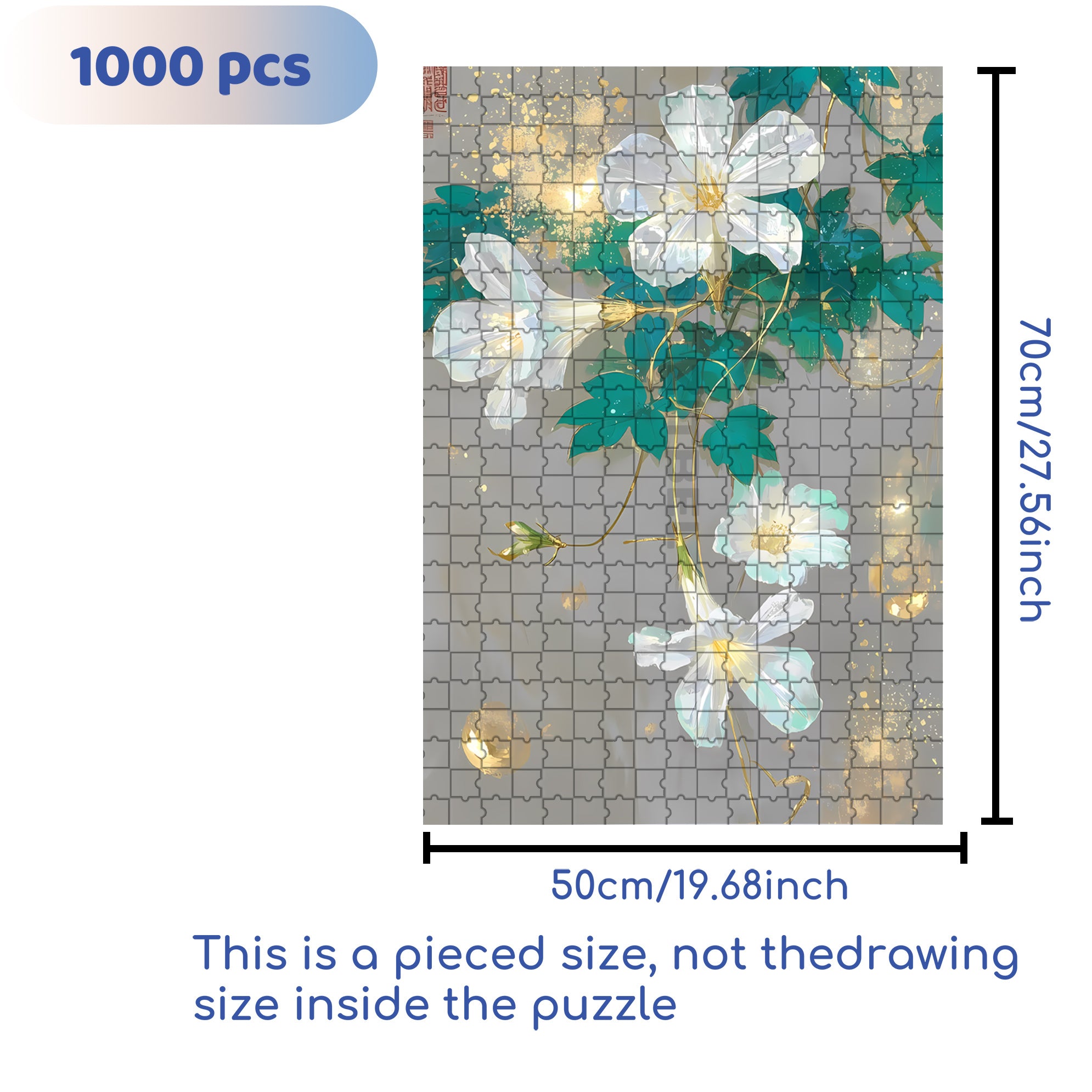 White Flowers 500pcs/1000pcs Jigsaw Puzzle, Scratch-Resistant, Interactive Family Game & Brain-Boosting DIY Decor, Perfect for Halloween, Christmas & New Year Gifts, Family Puzzle Game