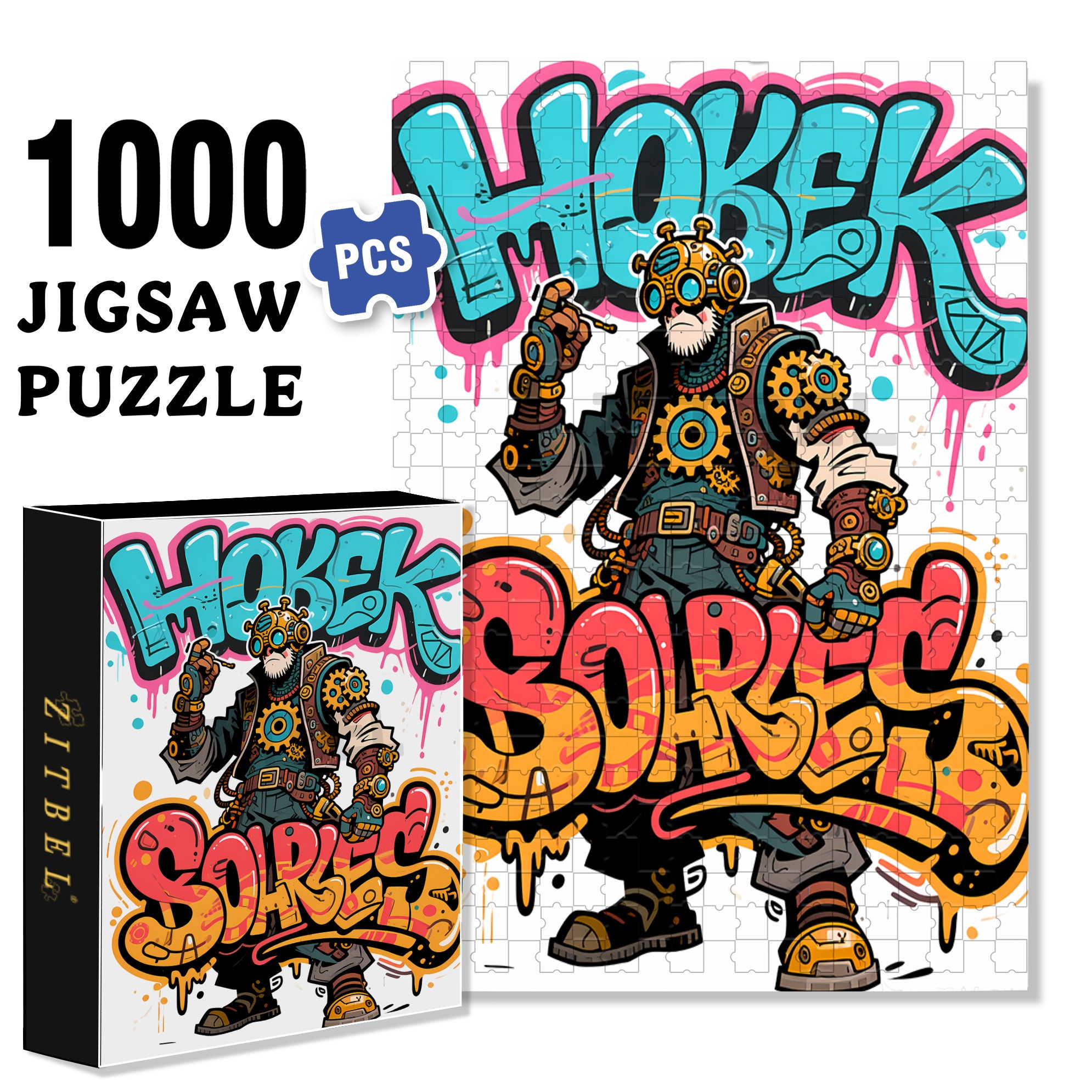 Wild Graffiti 500pcs/1000pcs Jigsaw Puzzle, Scratch-Resistant, Interactive Family Game & Brain-Boosting DIY Decor, Perfect for Halloween, Christmas & New Year Gifts, Family Puzzle Game