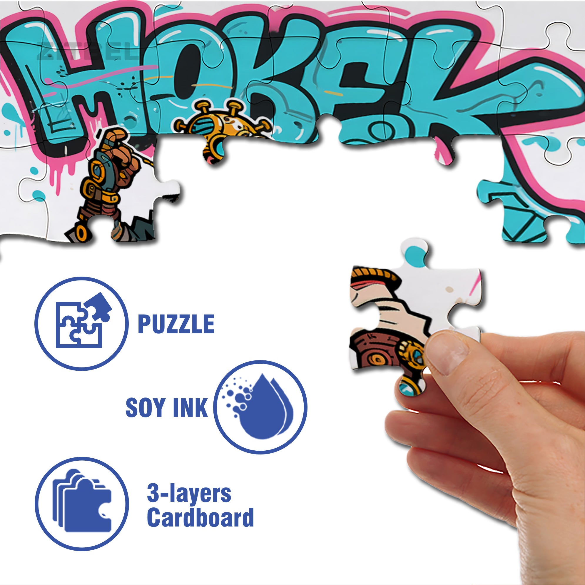 Wild Graffiti 500pcs/1000pcs Jigsaw Puzzle, Scratch-Resistant, Interactive Family Game & Brain-Boosting DIY Decor, Perfect for Halloween, Christmas & New Year Gifts, Family Puzzle Game