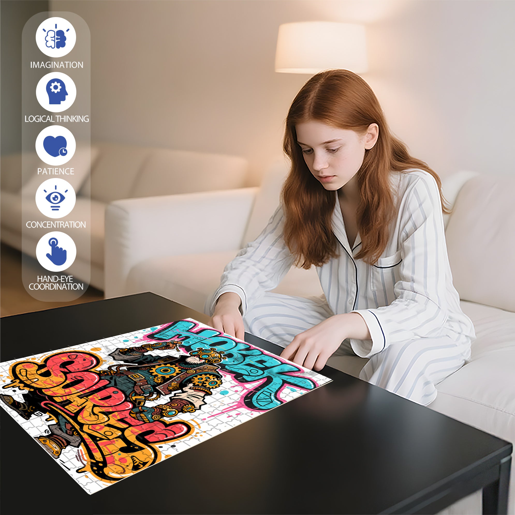 Wild Graffiti 500pcs/1000pcs Jigsaw Puzzle, Scratch-Resistant, Interactive Family Game & Brain-Boosting DIY Decor, Perfect for Halloween, Christmas & New Year Gifts, Family Puzzle Game