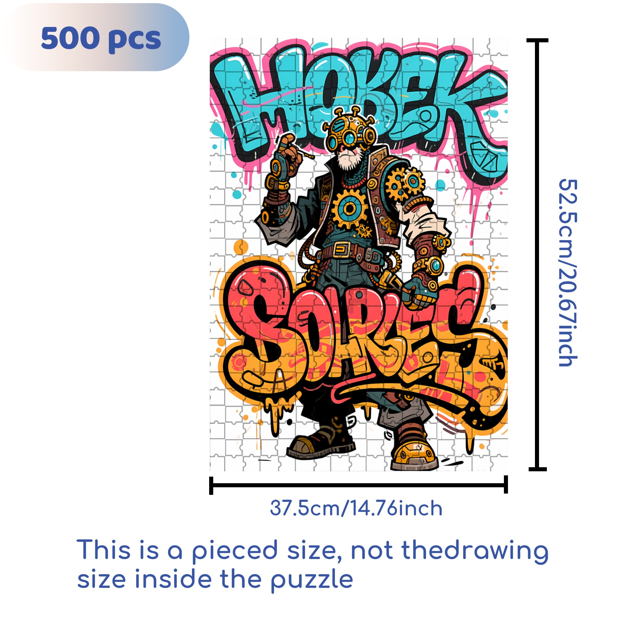 Wild Graffiti 500pcs/1000pcs Jigsaw Puzzle, Scratch-Resistant, Interactive Family Game & Brain-Boosting DIY Decor, Perfect for Halloween, Christmas & New Year Gifts, Family Puzzle Game