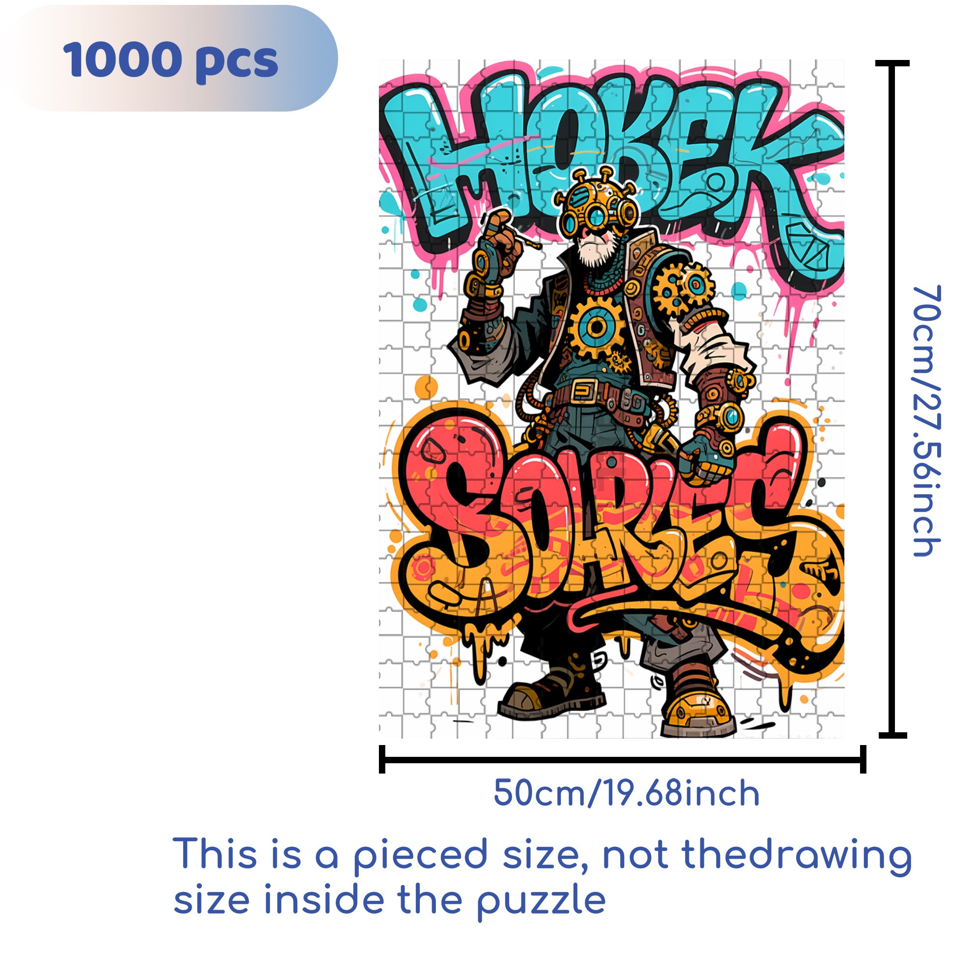 Wild Graffiti 500pcs/1000pcs Jigsaw Puzzle, Scratch-Resistant, Interactive Family Game & Brain-Boosting DIY Decor, Perfect for Halloween, Christmas & New Year Gifts, Family Puzzle Game