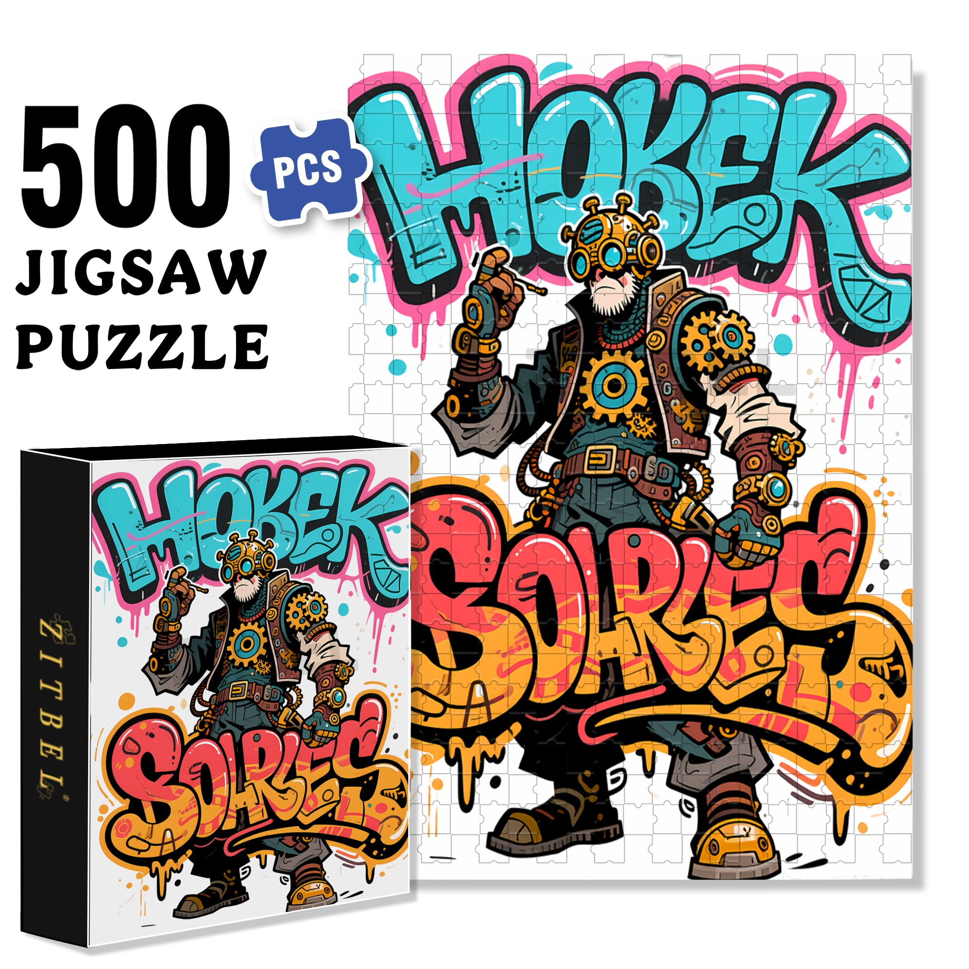 Wild Graffiti 500pcs/1000pcs Jigsaw Puzzle, Scratch-Resistant, Interactive Family Game & Brain-Boosting DIY Decor, Perfect for Halloween, Christmas & New Year Gifts, Family Puzzle Game