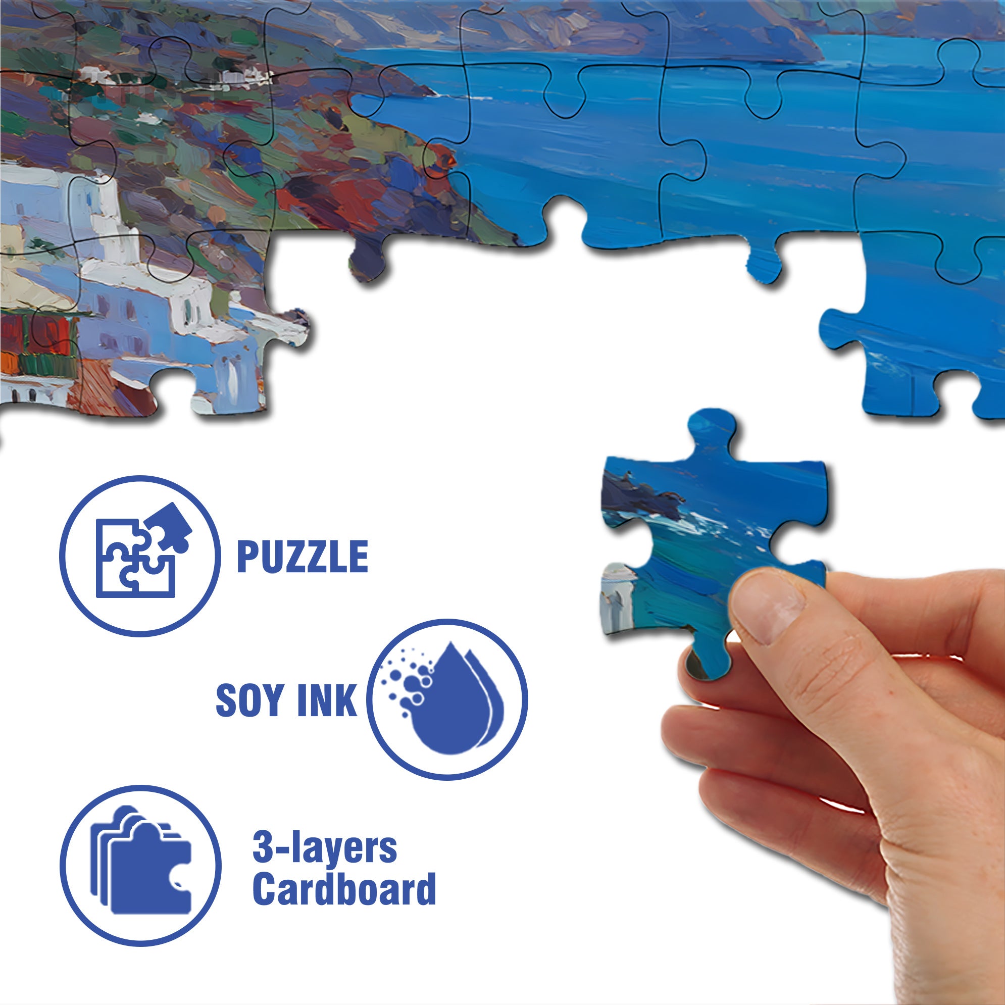 Aegean Sea 500pcs/1000pcs Jigsaw Puzzle, Scratch-Resistant, Interactive Family Game & Brain-Boosting DIY Decor, Perfect for Halloween, Christmas & New Year Gifts, Family Puzzle Game