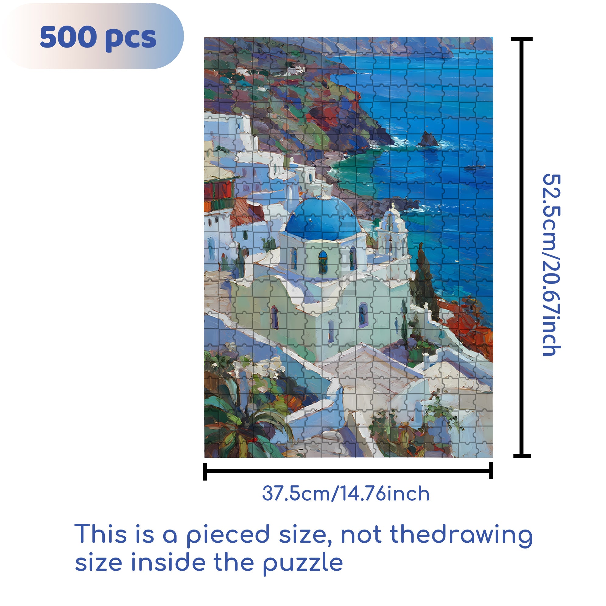 Aegean Sea 500pcs/1000pcs Jigsaw Puzzle, Scratch-Resistant, Interactive Family Game & Brain-Boosting DIY Decor, Perfect for Halloween, Christmas & New Year Gifts, Family Puzzle Game