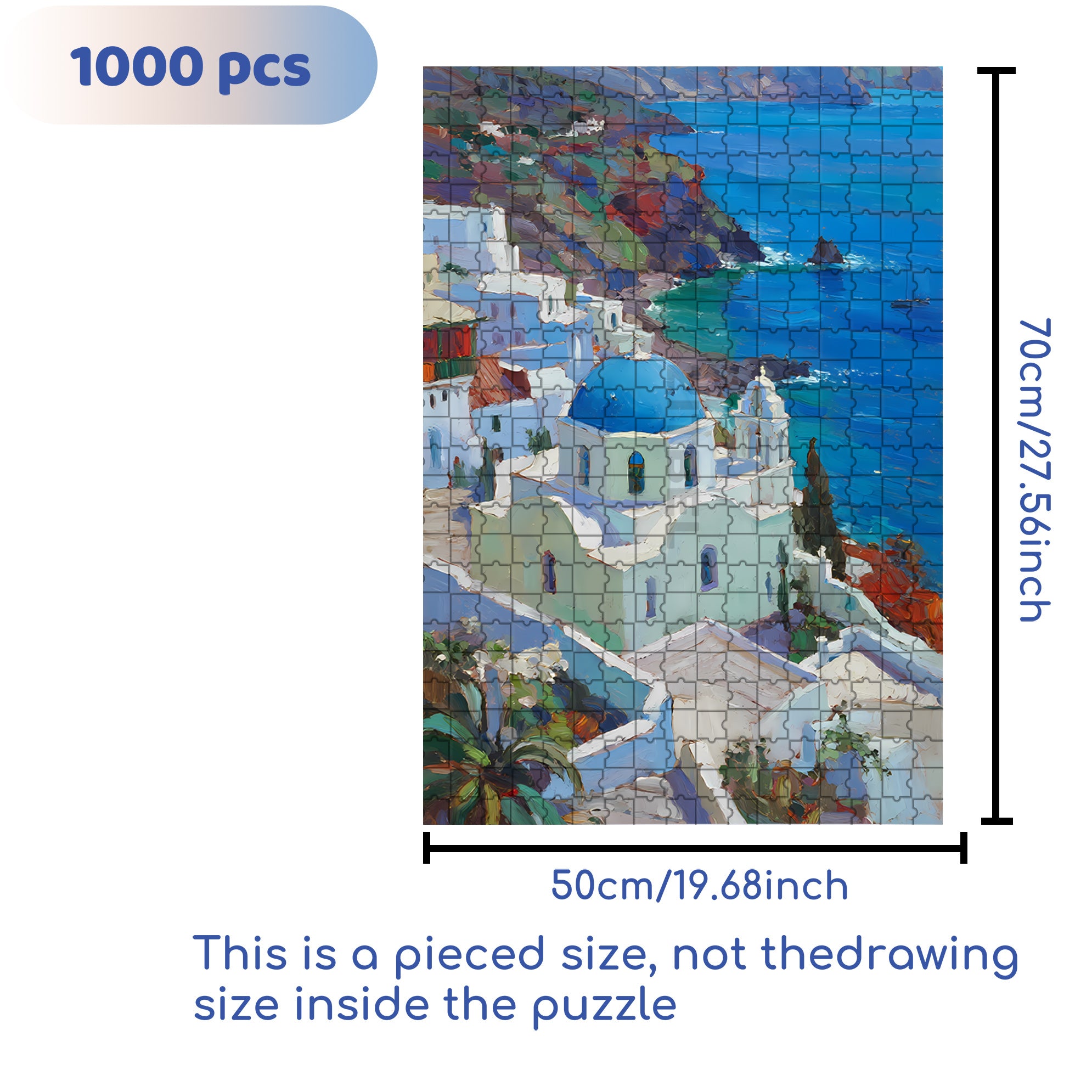 Aegean Sea 500pcs/1000pcs Jigsaw Puzzle, Scratch-Resistant, Interactive Family Game & Brain-Boosting DIY Decor, Perfect for Halloween, Christmas & New Year Gifts, Family Puzzle Game