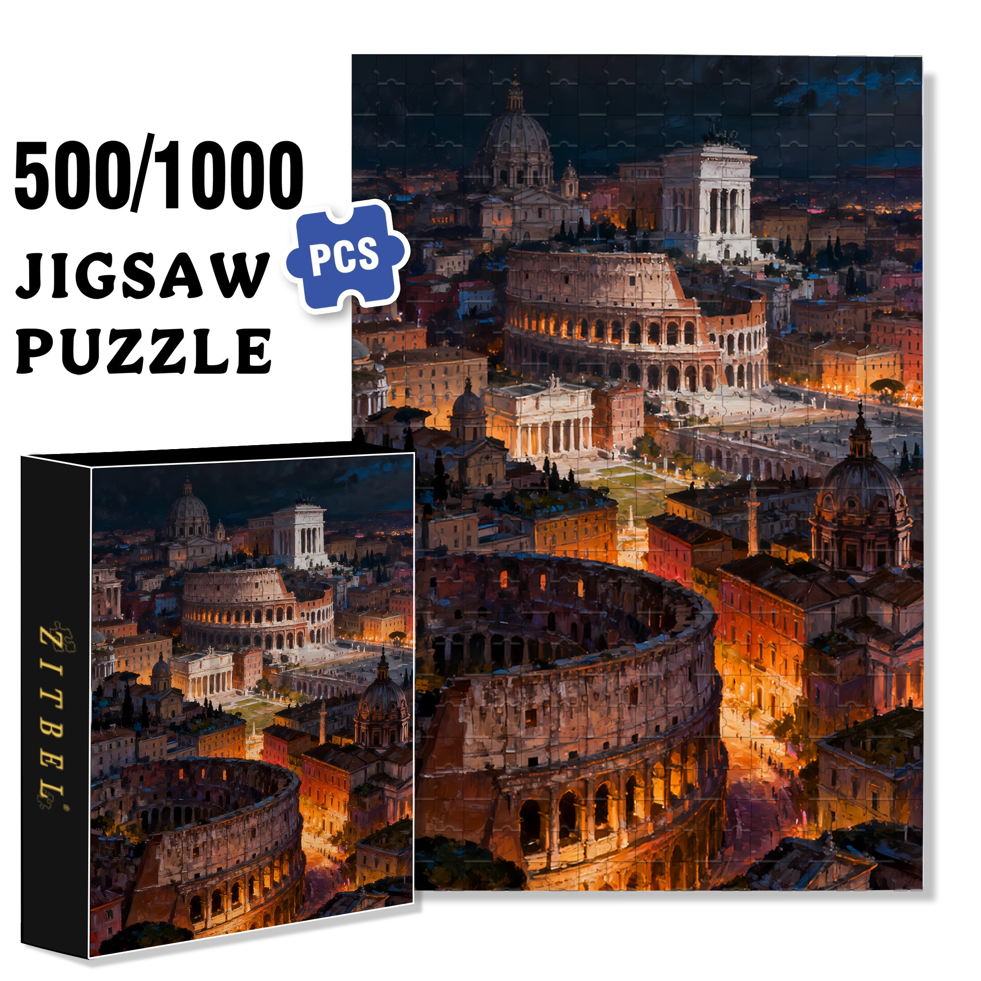 Ancient Rome 500pcs/1000pcs Jigsaw Puzzle, Scratch-Resistant, Interactive Family Game & Brain-Boosting DIY Decor, Perfect for Halloween, Christmas & New Year Gifts, Family Puzzle Game