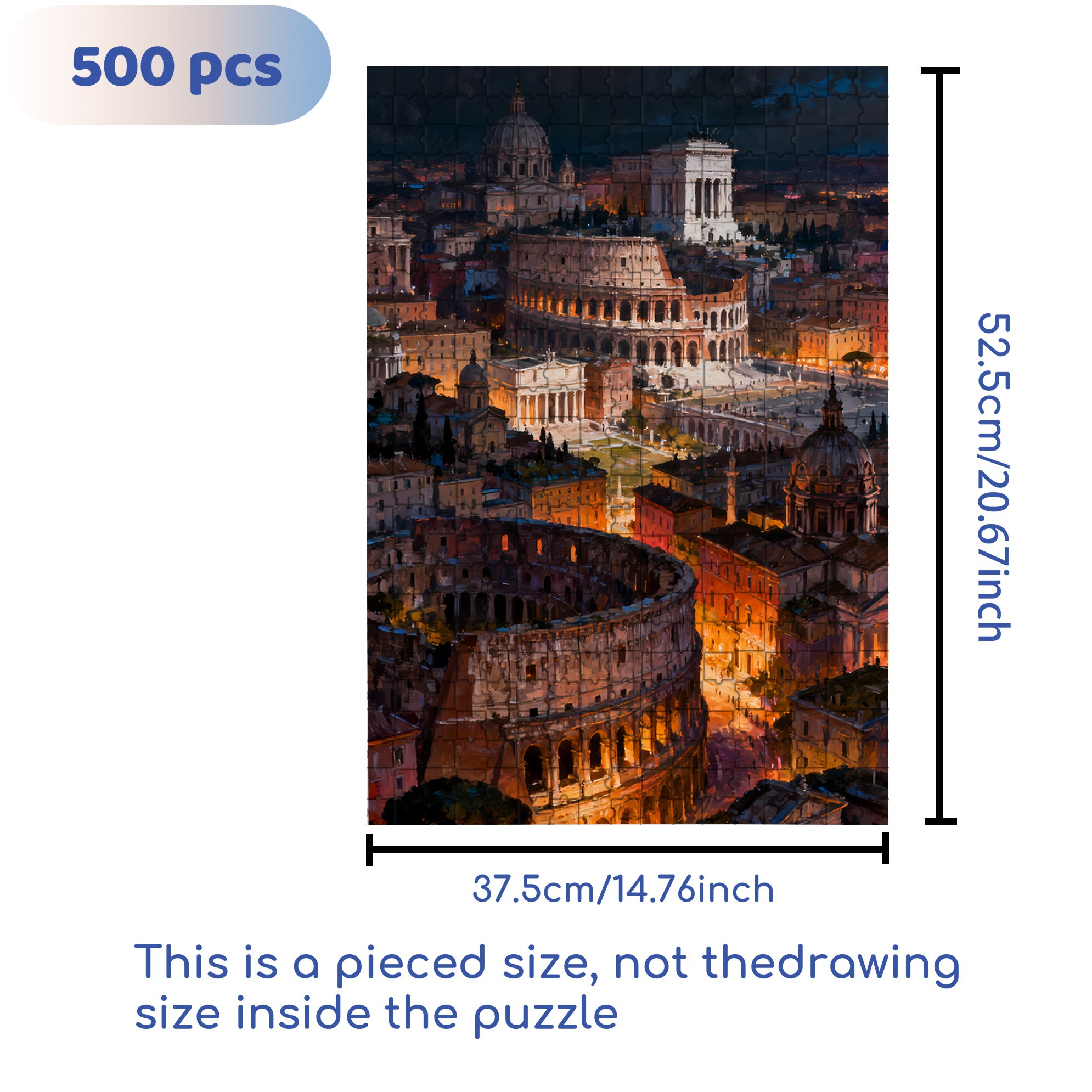 Ancient Rome 500pcs/1000pcs Jigsaw Puzzle, Scratch-Resistant, Interactive Family Game & Brain-Boosting DIY Decor, Perfect for Halloween, Christmas & New Year Gifts, Family Puzzle Game