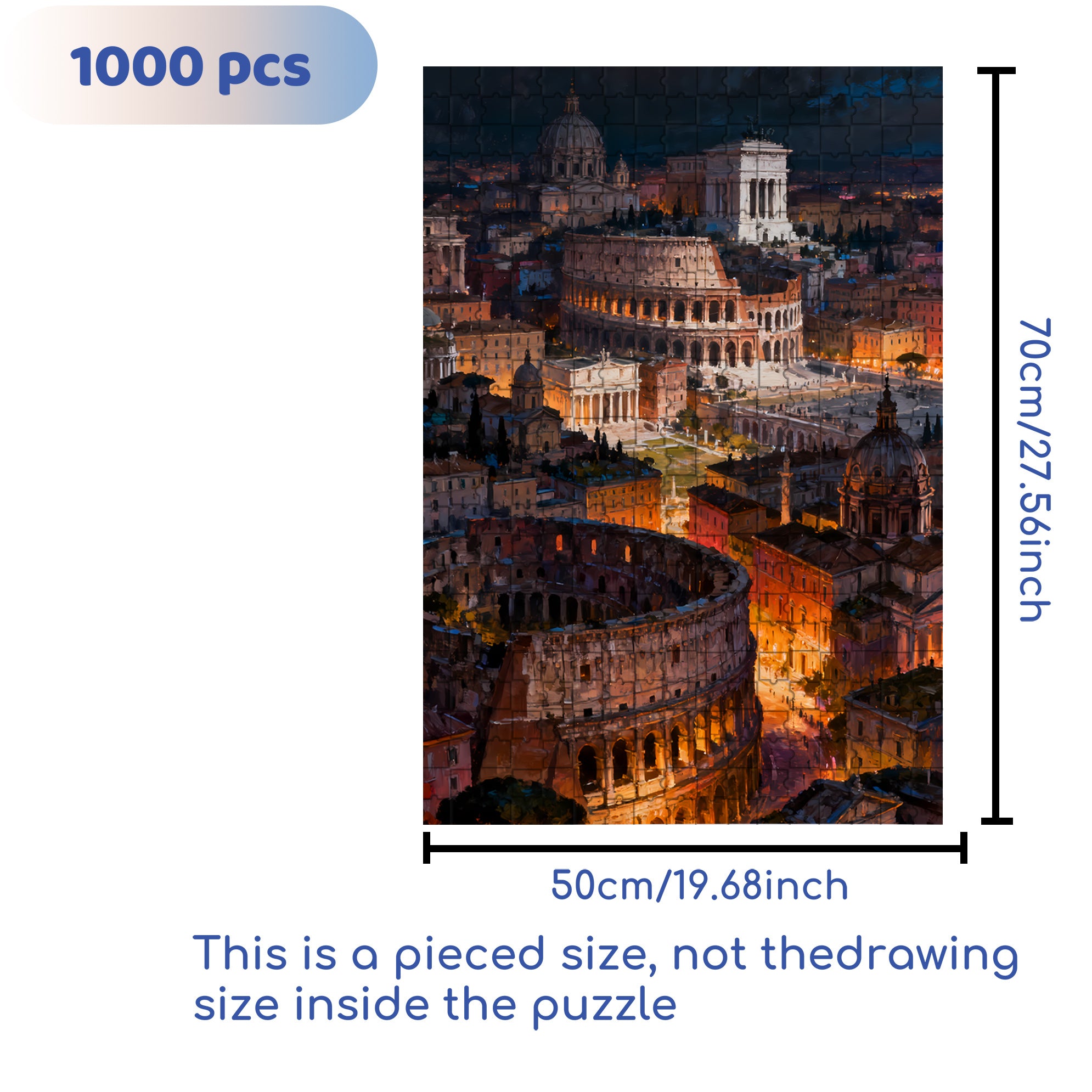Ancient Rome 500pcs/1000pcs Jigsaw Puzzle, Scratch-Resistant, Interactive Family Game & Brain-Boosting DIY Decor, Perfect for Halloween, Christmas & New Year Gifts, Family Puzzle Game