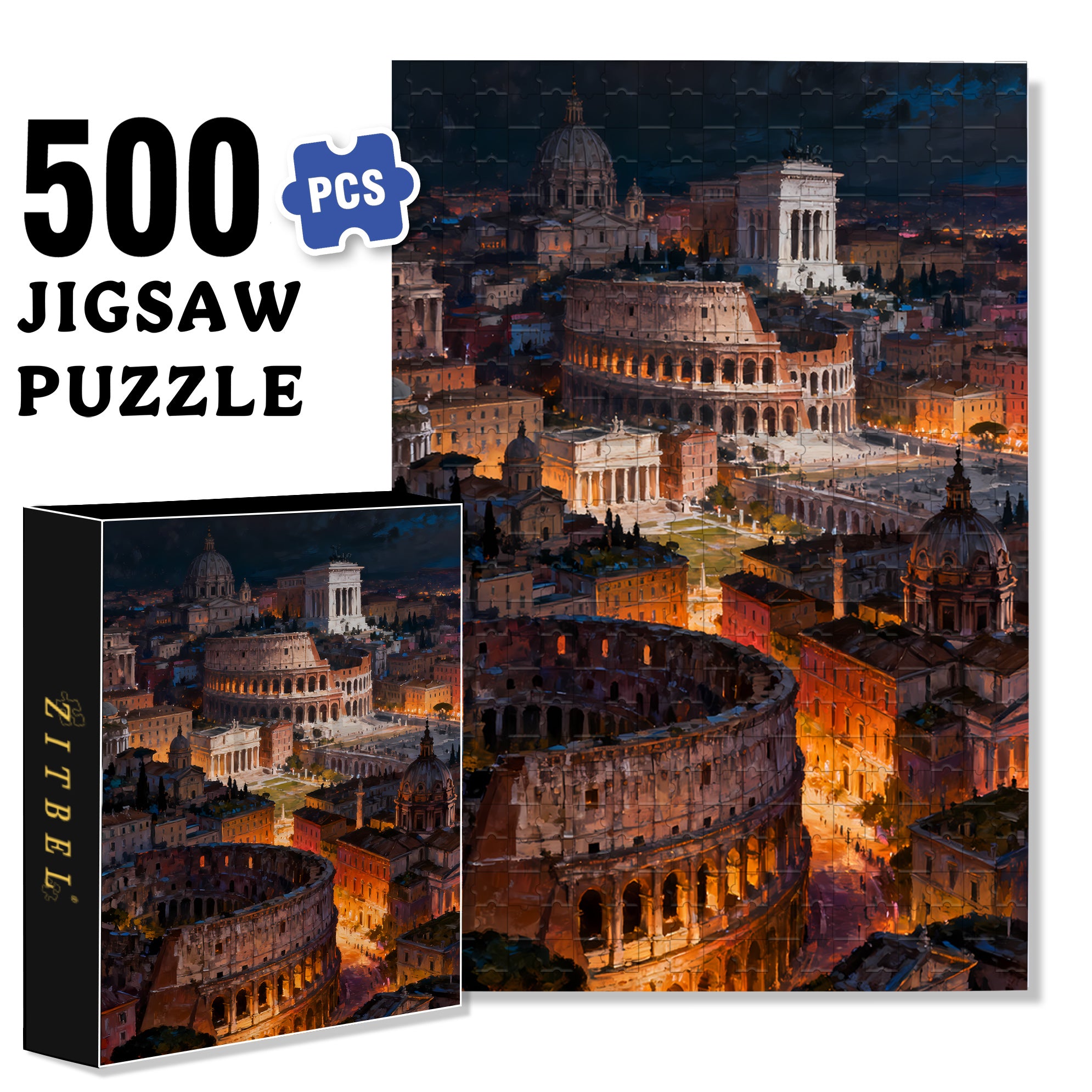 Ancient Rome 500pcs/1000pcs Jigsaw Puzzle, Scratch-Resistant, Interactive Family Game & Brain-Boosting DIY Decor, Perfect for Halloween, Christmas & New Year Gifts, Family Puzzle Game