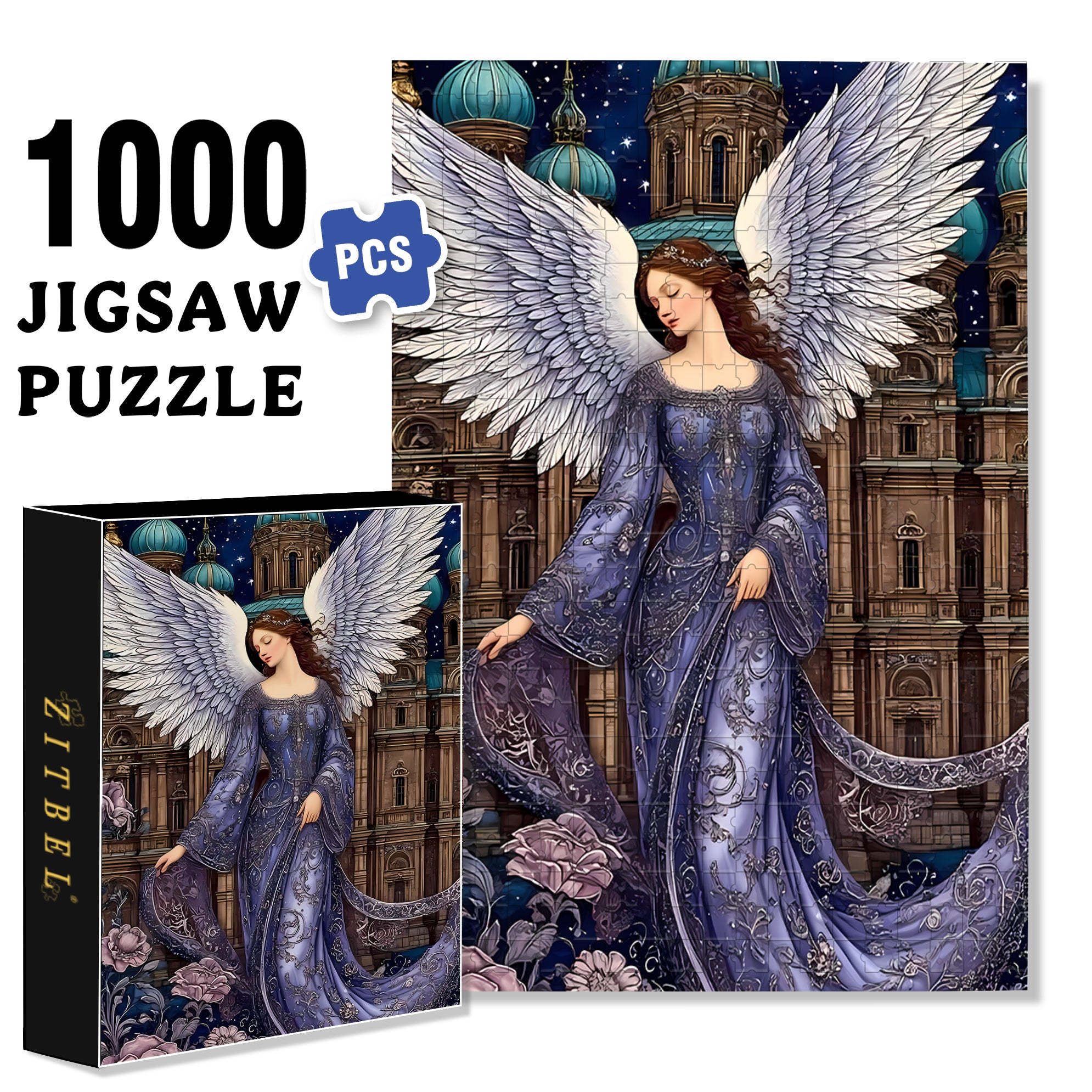 Angel Wings 500pcs/1000pcs Jigsaw Puzzle, Scratch-Resistant, Interactive Family Game & Brain-Boosting DIY Decor, Perfect for Halloween, Christmas & New Year Gifts, Family Puzzle Game