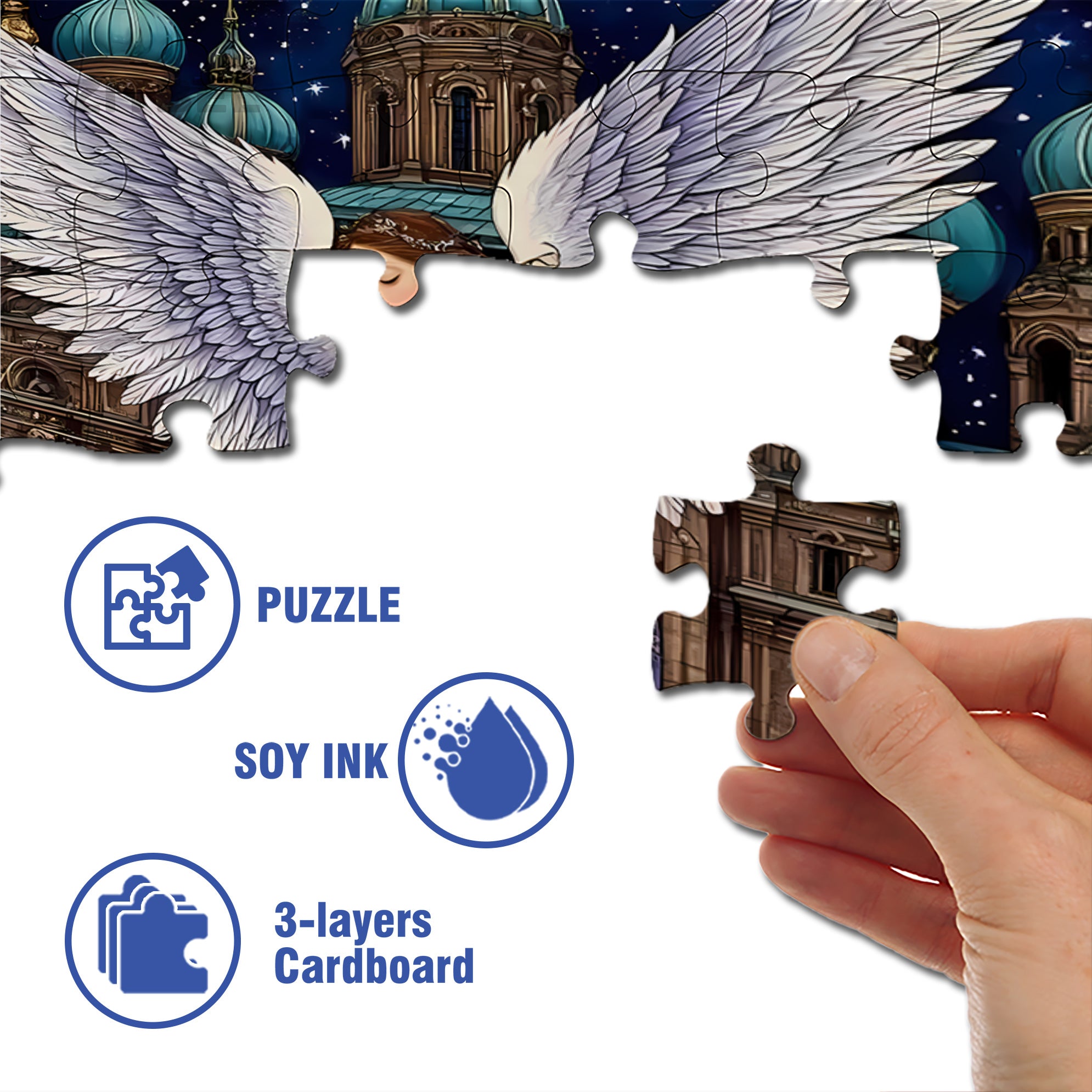 Angel Wings 500pcs/1000pcs Jigsaw Puzzle, Scratch-Resistant, Interactive Family Game & Brain-Boosting DIY Decor, Perfect for Halloween, Christmas & New Year Gifts, Family Puzzle Game