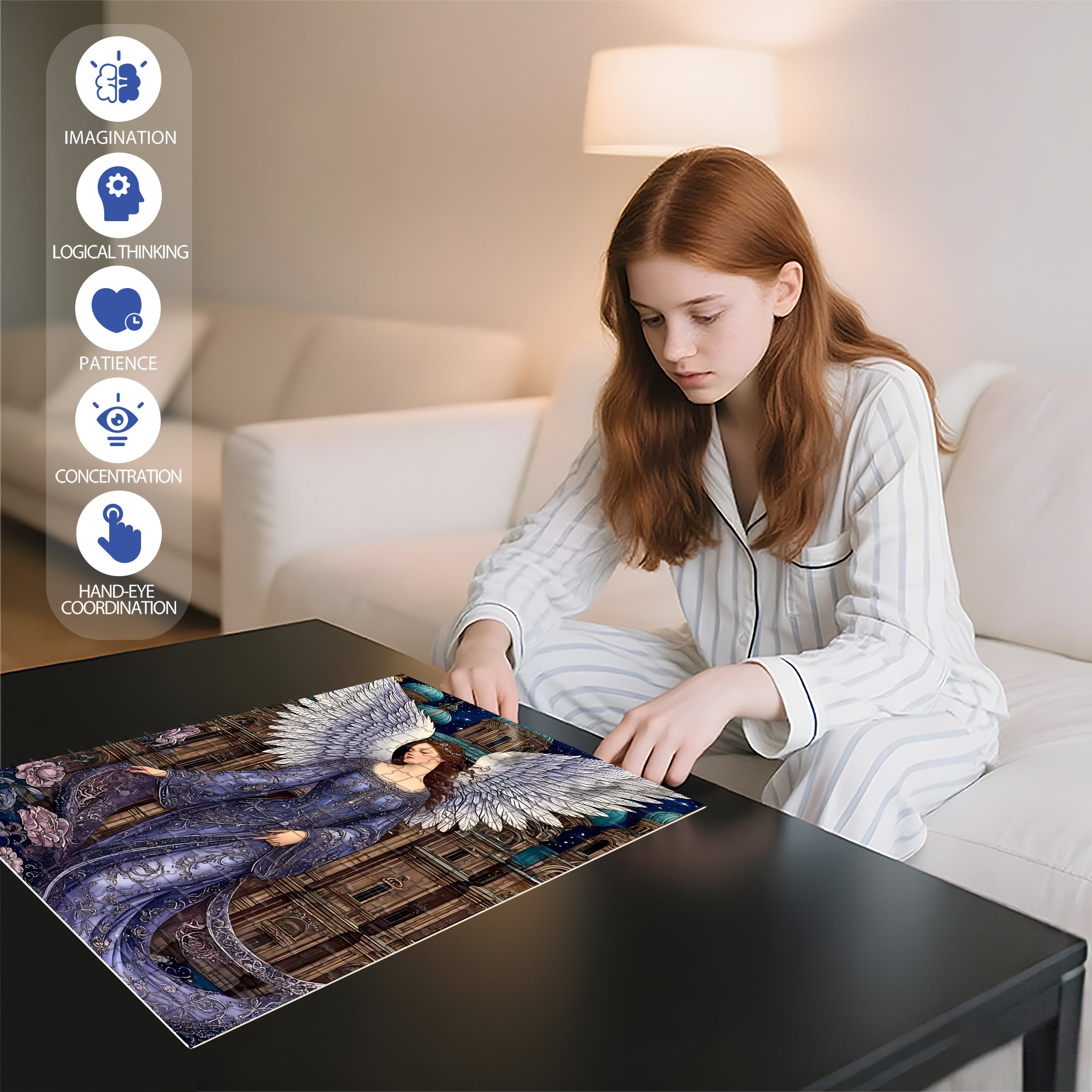 Angel Wings 500pcs/1000pcs Jigsaw Puzzle, Scratch-Resistant, Interactive Family Game & Brain-Boosting DIY Decor, Perfect for Halloween, Christmas & New Year Gifts, Family Puzzle Game