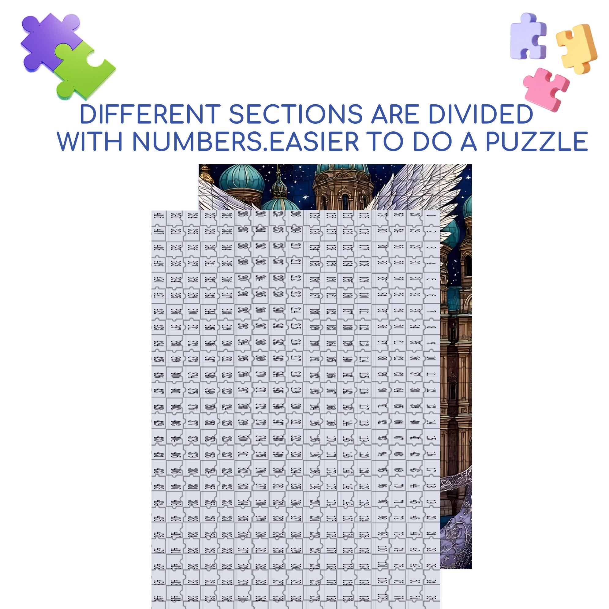 Angel Wings 500pcs/1000pcs Jigsaw Puzzle, Scratch-Resistant, Interactive Family Game & Brain-Boosting DIY Decor, Perfect for Halloween, Christmas & New Year Gifts, Family Puzzle Game