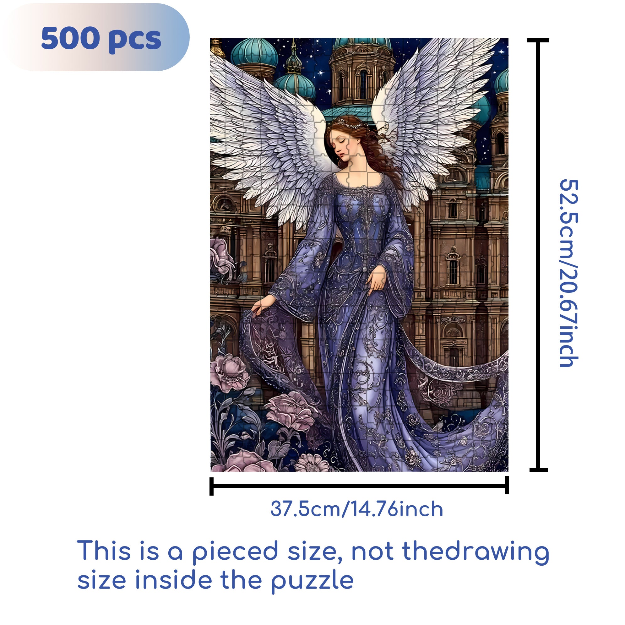 Angel Wings 500pcs/1000pcs Jigsaw Puzzle, Scratch-Resistant, Interactive Family Game & Brain-Boosting DIY Decor, Perfect for Halloween, Christmas & New Year Gifts, Family Puzzle Game
