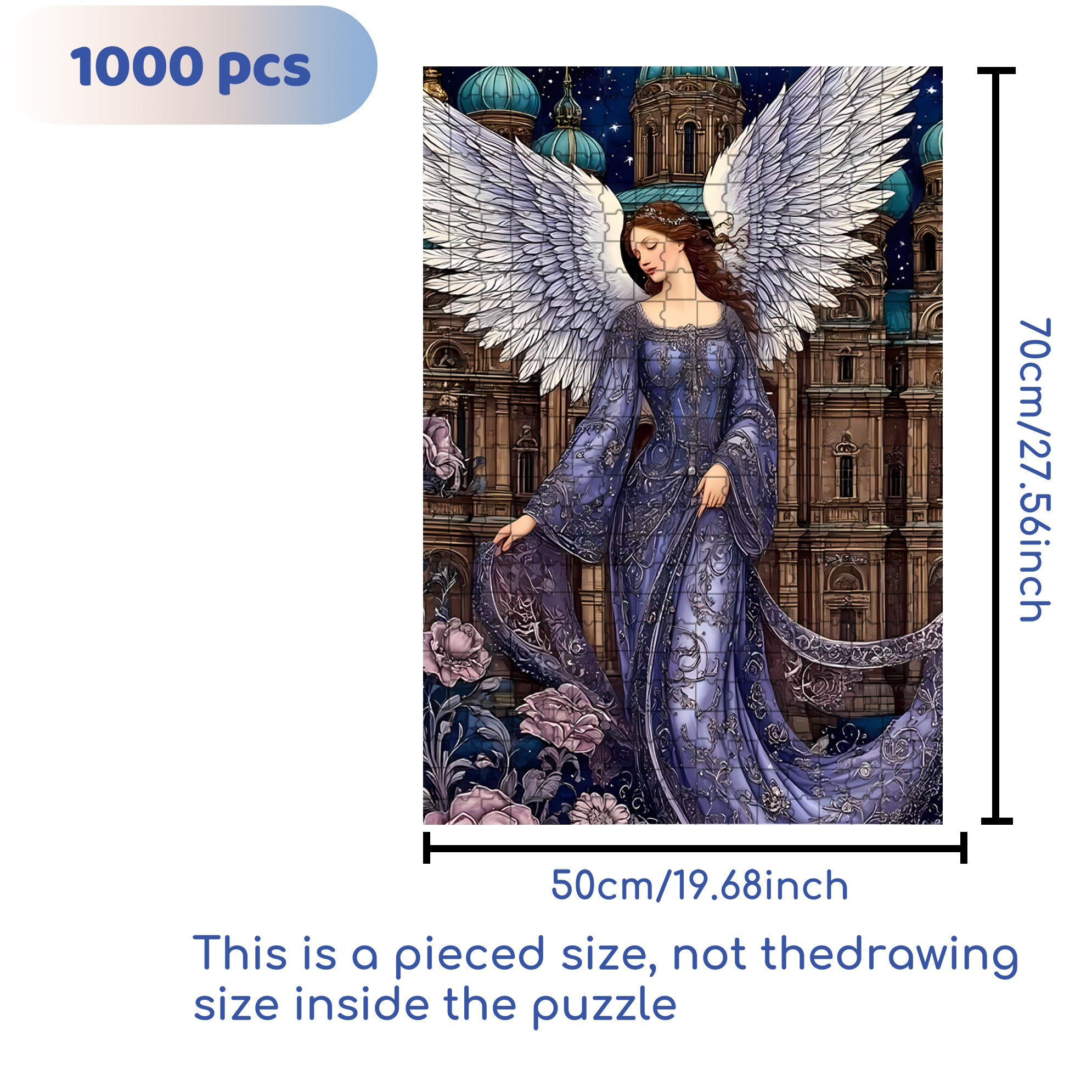 Angel Wings 500pcs/1000pcs Jigsaw Puzzle, Scratch-Resistant, Interactive Family Game & Brain-Boosting DIY Decor, Perfect for Halloween, Christmas & New Year Gifts, Family Puzzle Game