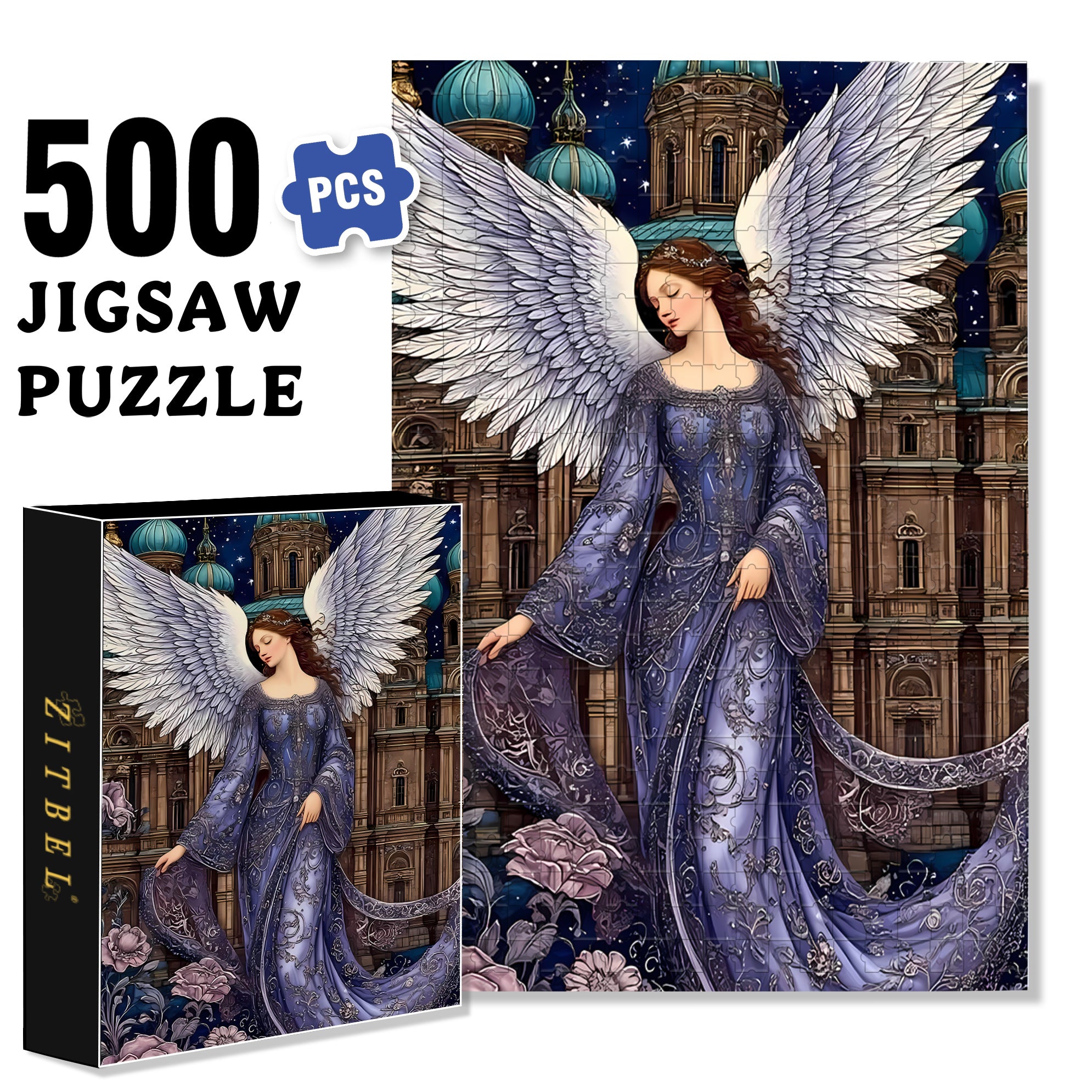 Angel Wings 500pcs/1000pcs Jigsaw Puzzle, Scratch-Resistant, Interactive Family Game & Brain-Boosting DIY Decor, Perfect for Halloween, Christmas & New Year Gifts, Family Puzzle Game
