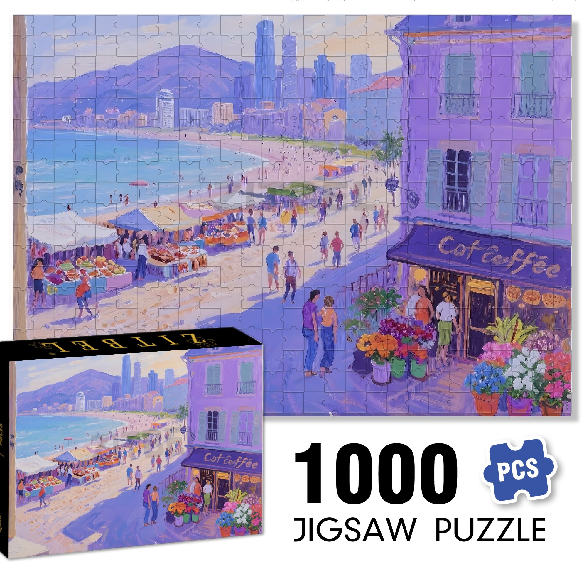 Beach Walk 500pcs/1000pcs Jigsaw Puzzle, Scratch-Resistant, Interactive Family Game & Brain-Boosting DIY Decor, Perfect for Halloween, Christmas & New Year Gifts, Family Puzzle Game